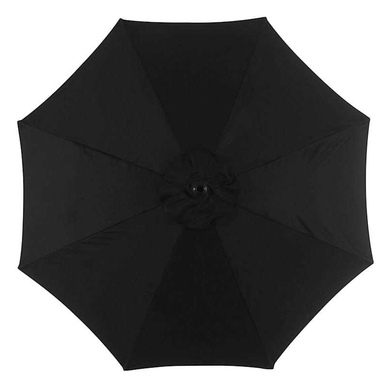 At Home Black Round Outdoor Crank & Tilt Umbrella