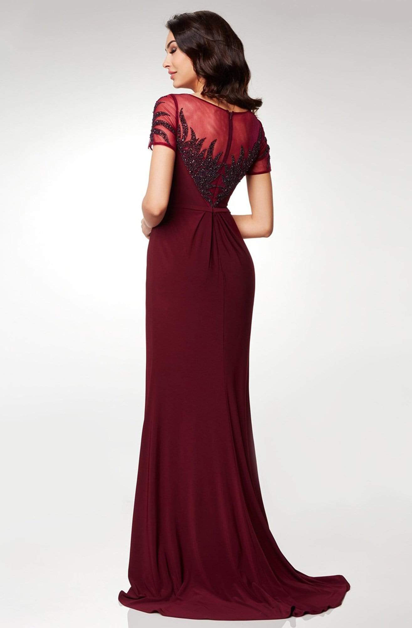 M6532 Illusion Neckline Gleaming Embellished Gown
