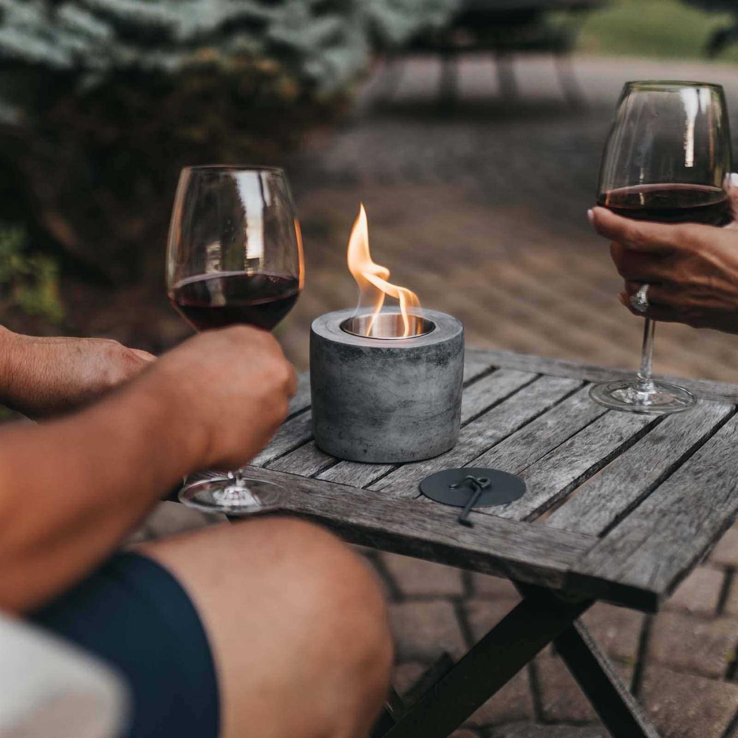 ROUNDFIRE Classic Concrete Tabletop Fire Pit Fire Bowl, Portable Fire Pit, Small Personal Fireplace for Indoor and Garden Use