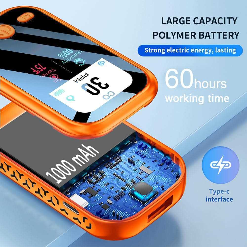 CEKKIENA Carbon Monoxide Detector Portable Mini Air Quality Monitor with Lanyard Smoke Alarm CO Gas Meter Temperature Humidity Sensor