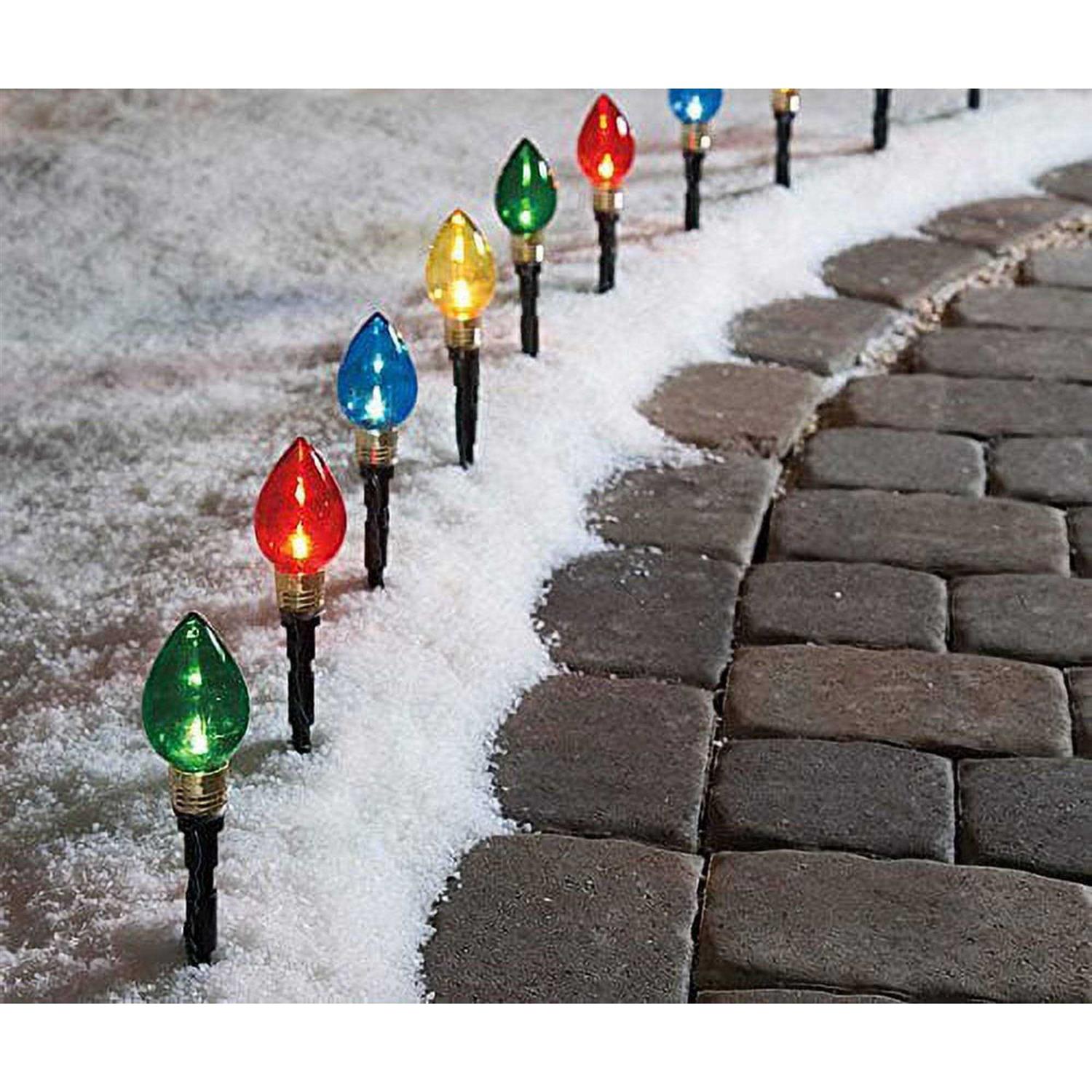 Winter Wonder Lane Multi-Color Light Bulb Pathway Markers