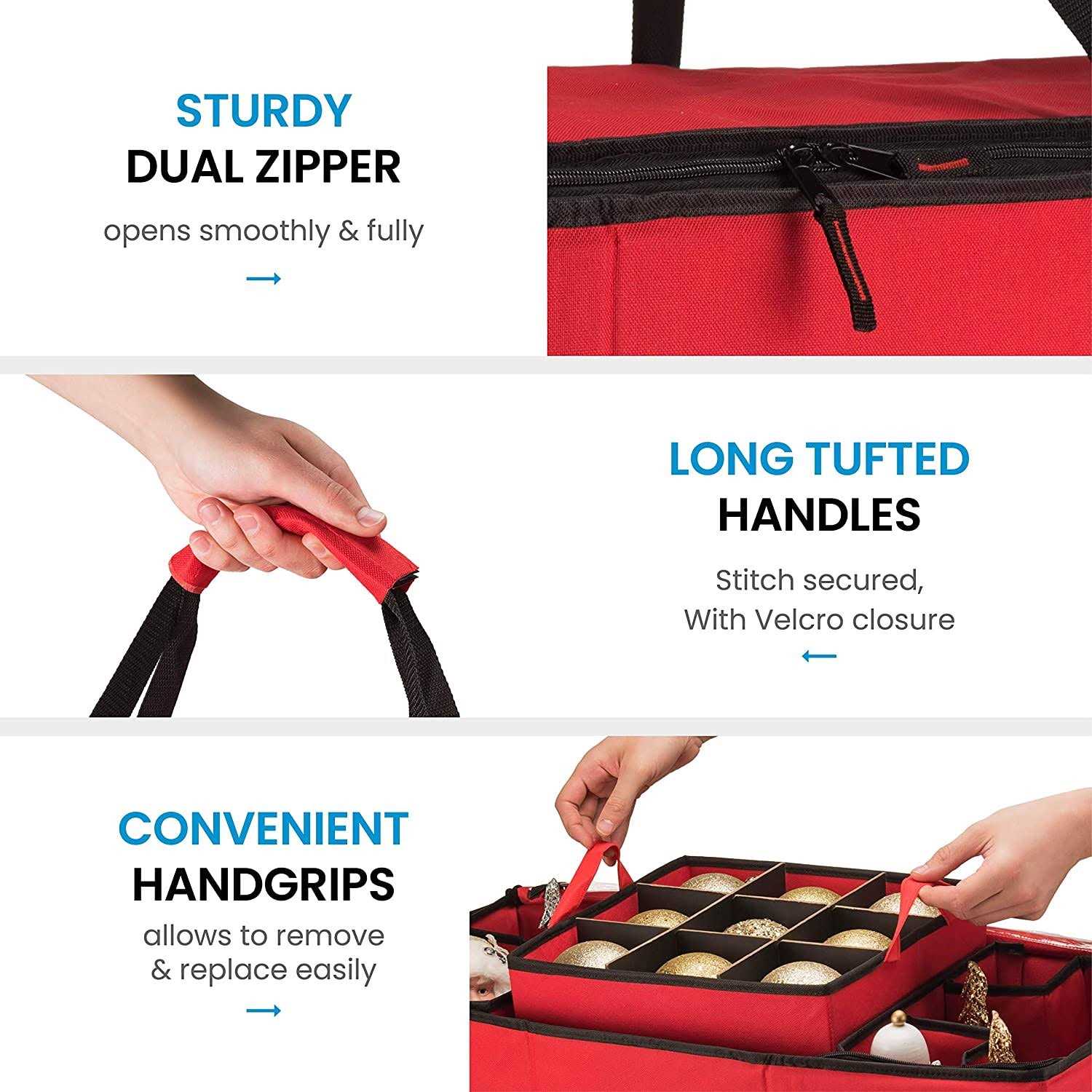 Zober Super Rigid 2-in-1 Christmas Ornament Storage Box & Xmas Figurine Container