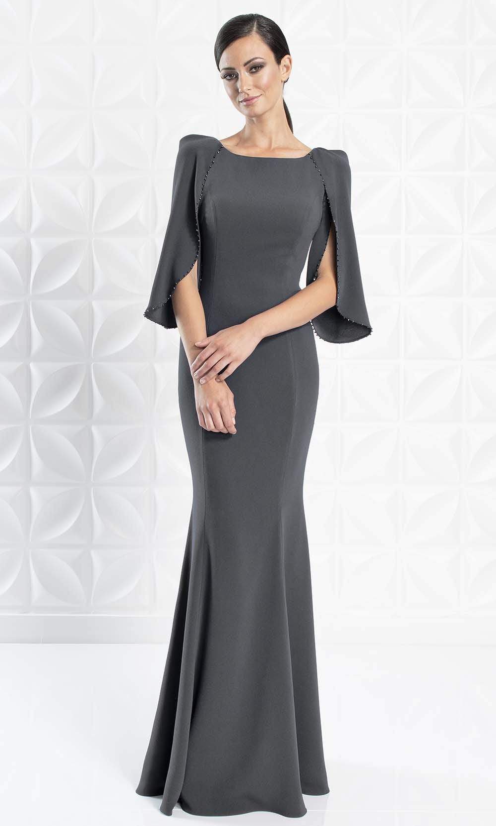1259 Split Caped Sleeve Mermaid Evening Gown