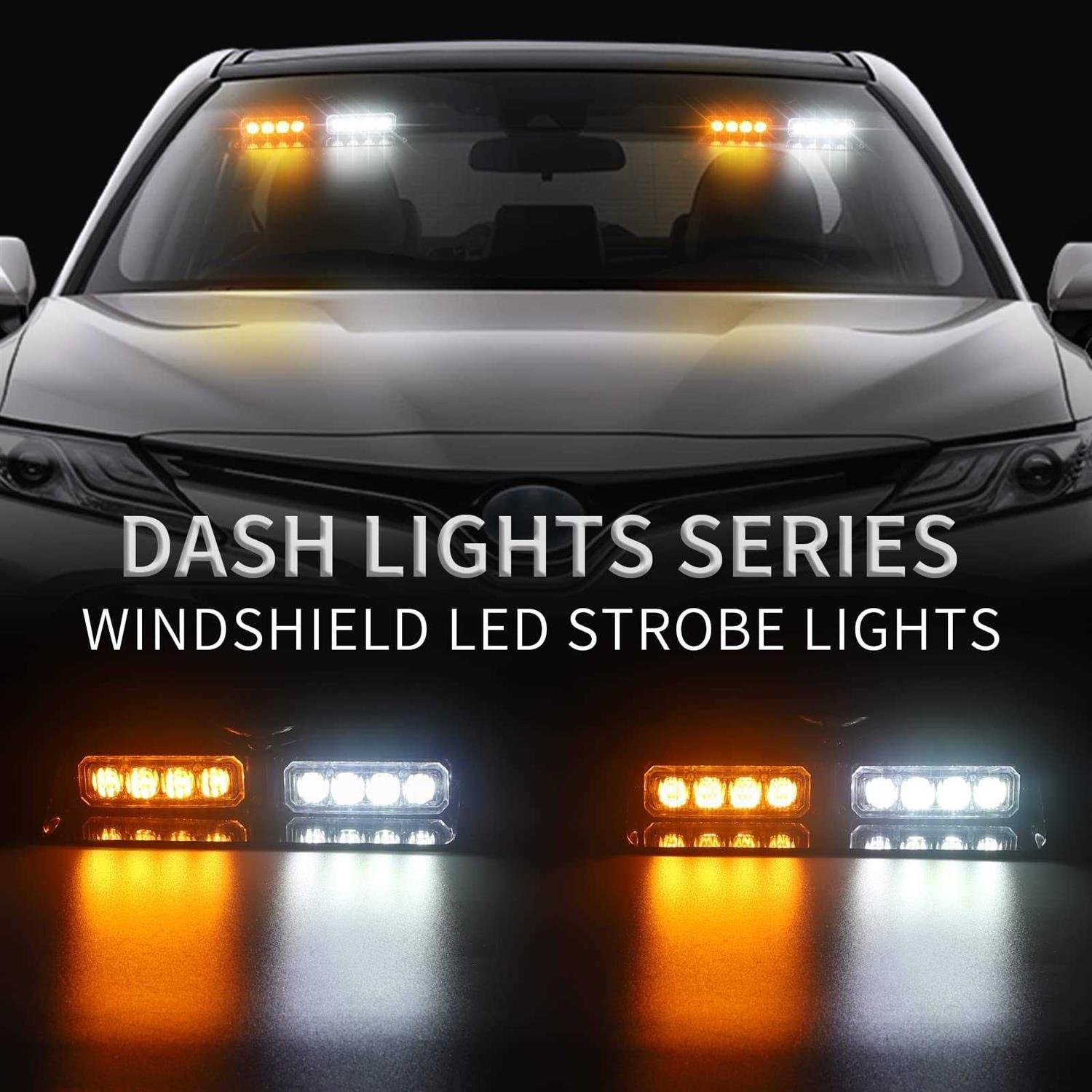 XRIDONSEN 2 in 1 Emergency Dash Strobe Lights Warning Safety Flashing Interior Windshield Lights w/Suction Cups Volunteer
