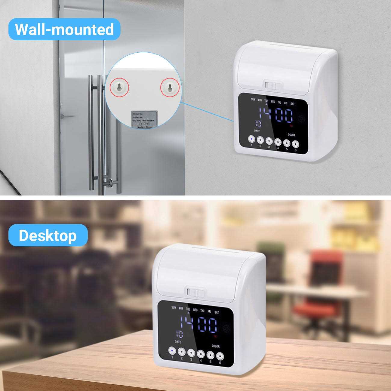 Tera Time Clocks with Extra 100pcs Time Cards Employee Attendance Punch Payroll Recorder LCD Display Screen