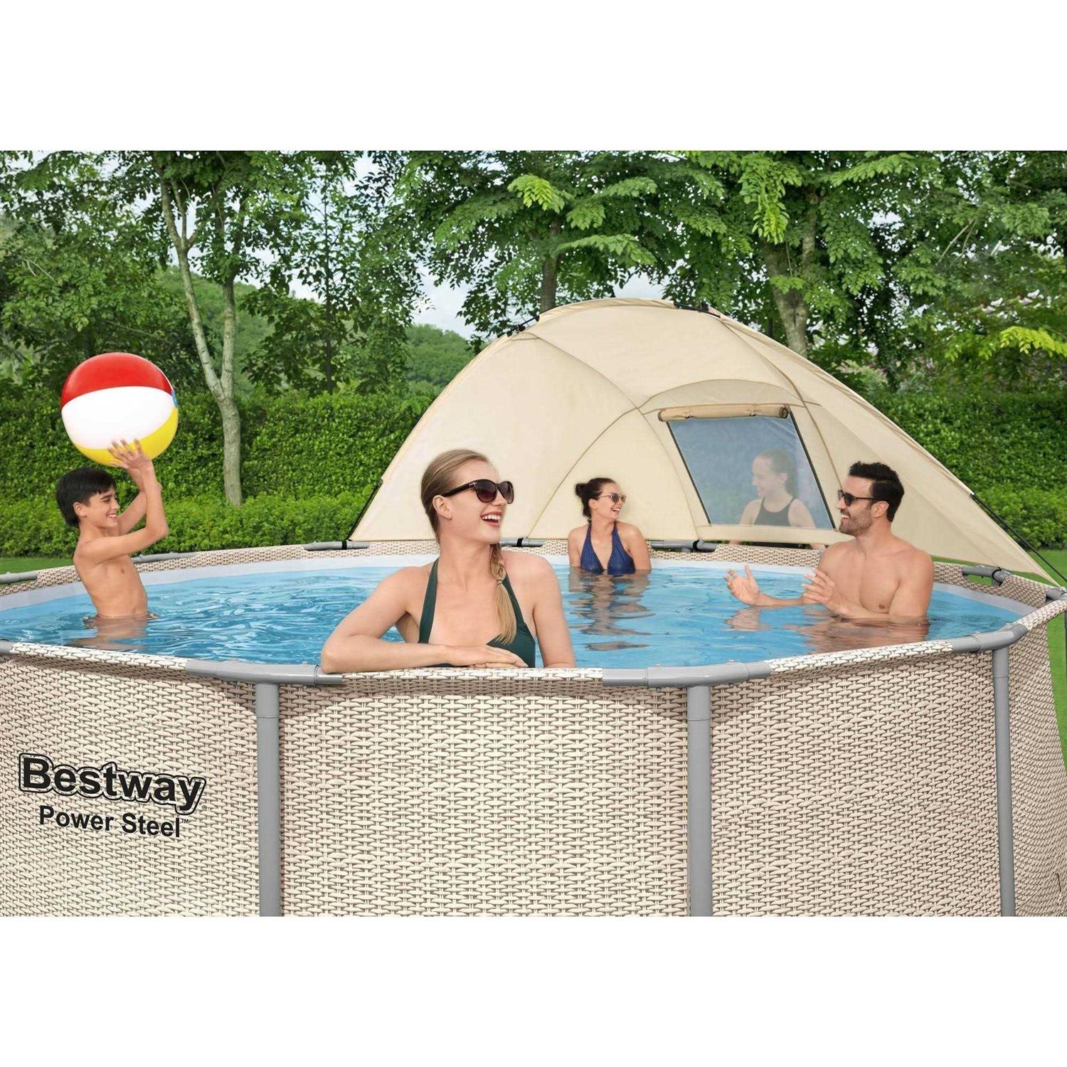 Bestway Power Steel 13′ x 42 inch Above Ground Swimming Pool Set with Canopy