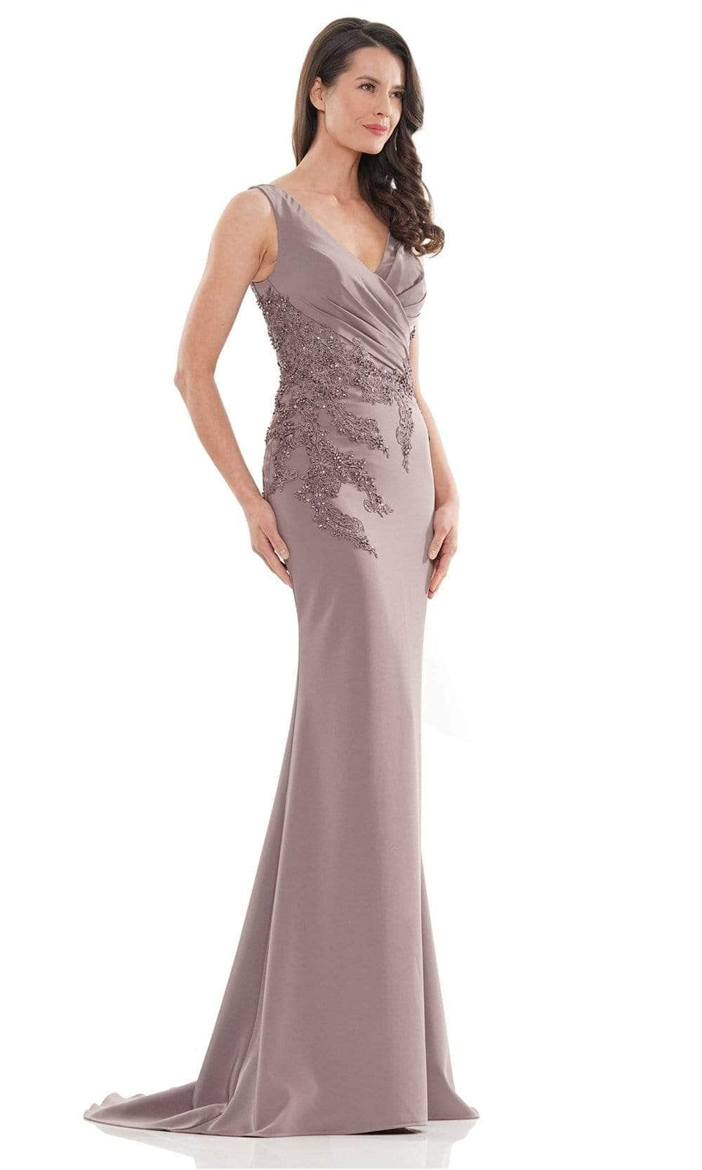 Pleated V-Neck Formal Gown