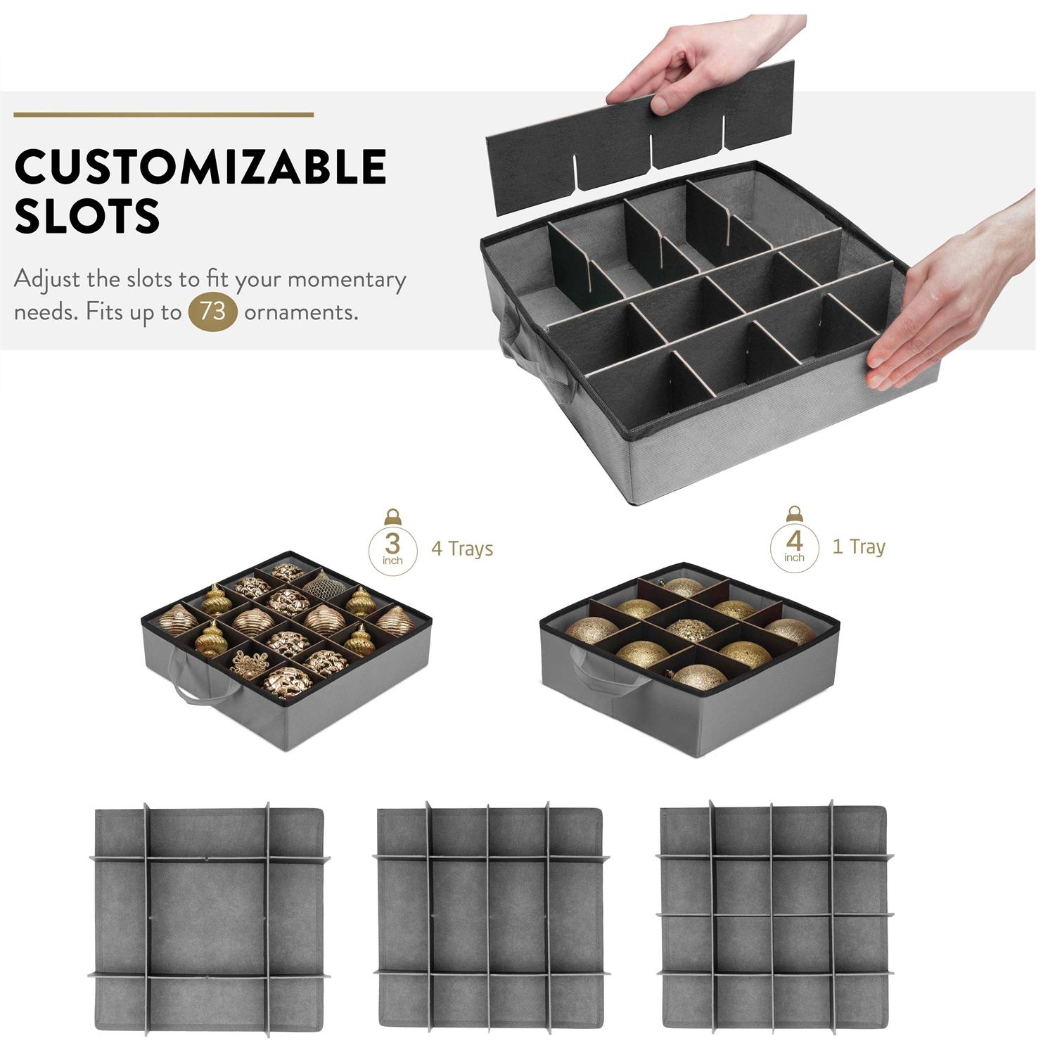 Zober Super Rigid 2-in-1 Christmas Ornament Storage Box & Xmas Figurine Container