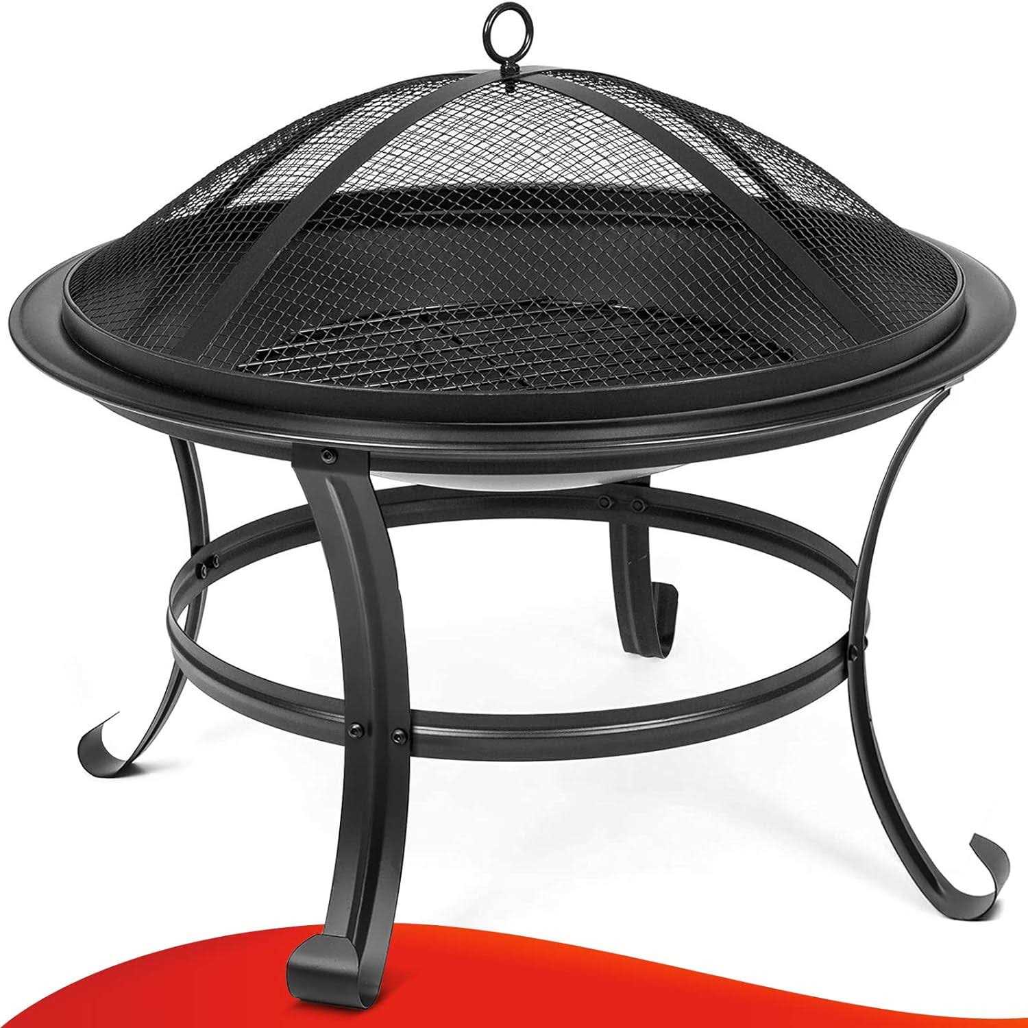 SINGLYFIRE 22 inch Fire Pit for Outside Outdoor Wood Burning Small Bonfire Pit Steel Firepit Bowl for Patio Camping Backyard Dec