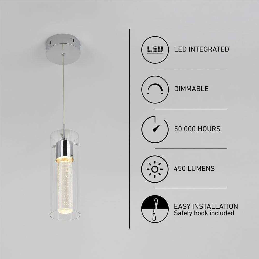 Artika Essence 7.5-Watt Chrome Integrated LED Pendant Light