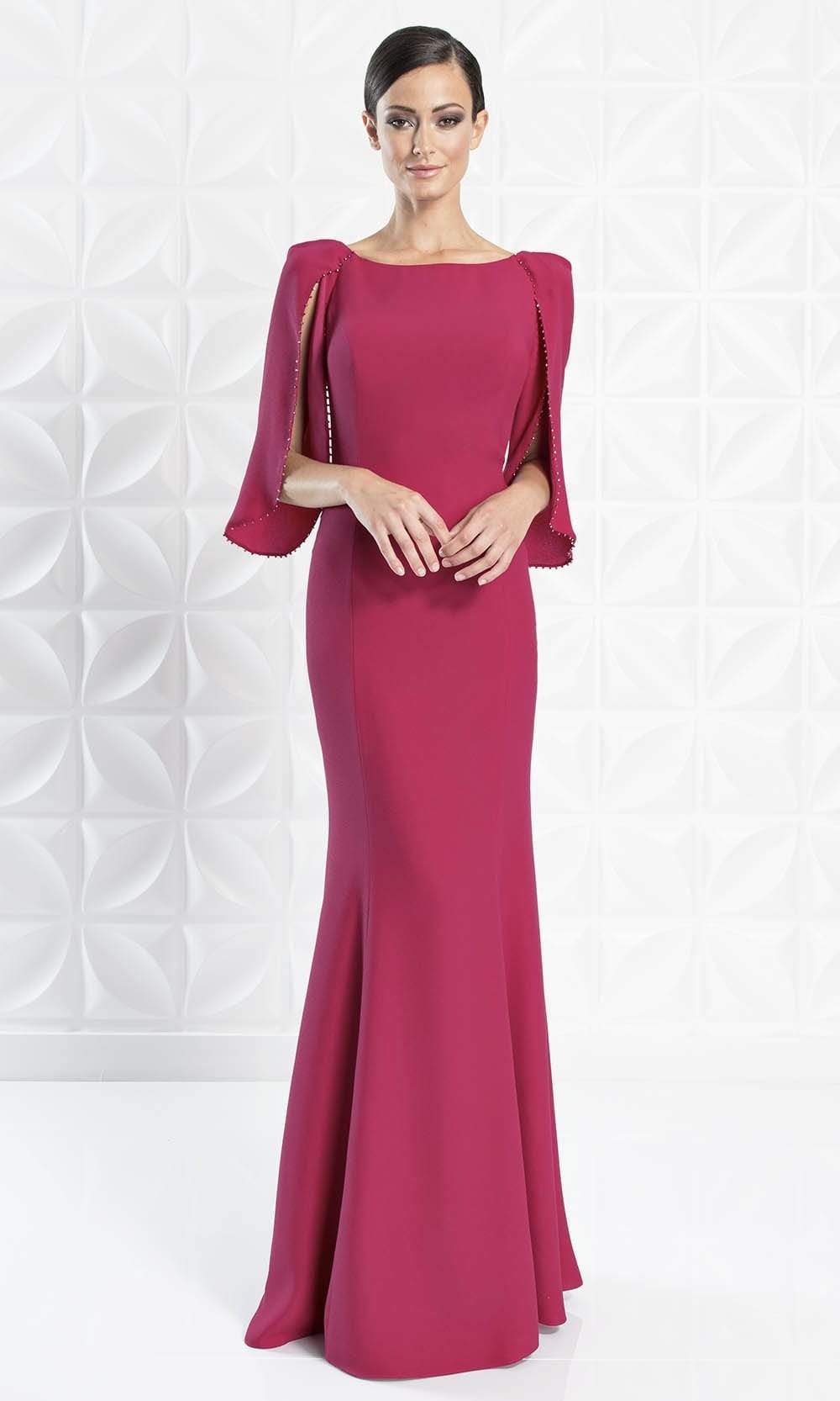 1259 Split Caped Sleeve Mermaid Evening Gown