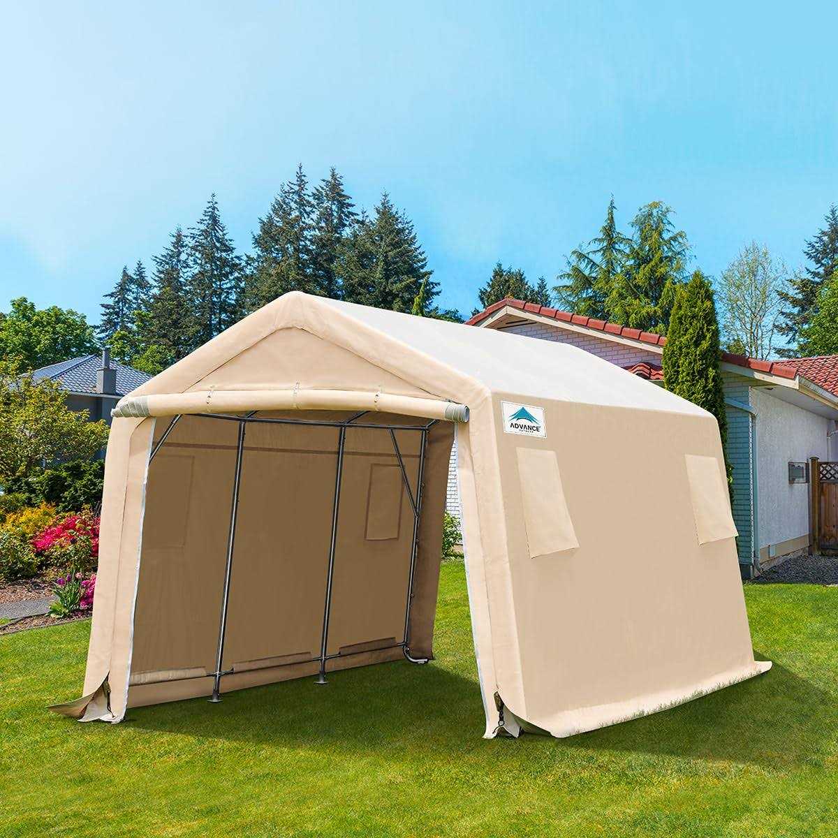 Advance Outdoor Carport Outdoor Storage Shelter Shed with 2 Detachable Roll-up Doors & 2 Vents