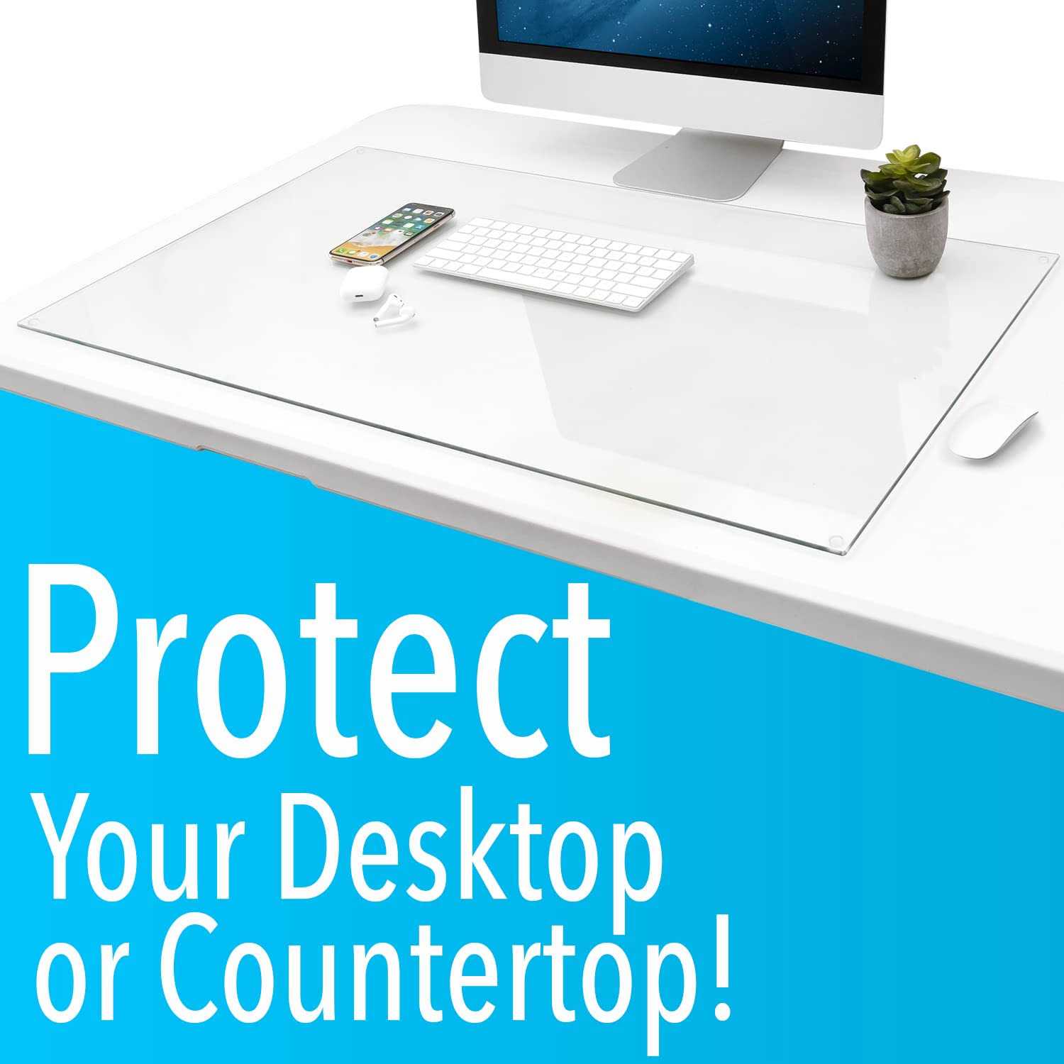 Impresa 20 x 36 Tempered Glass Desk Mat to Protect Your Desk