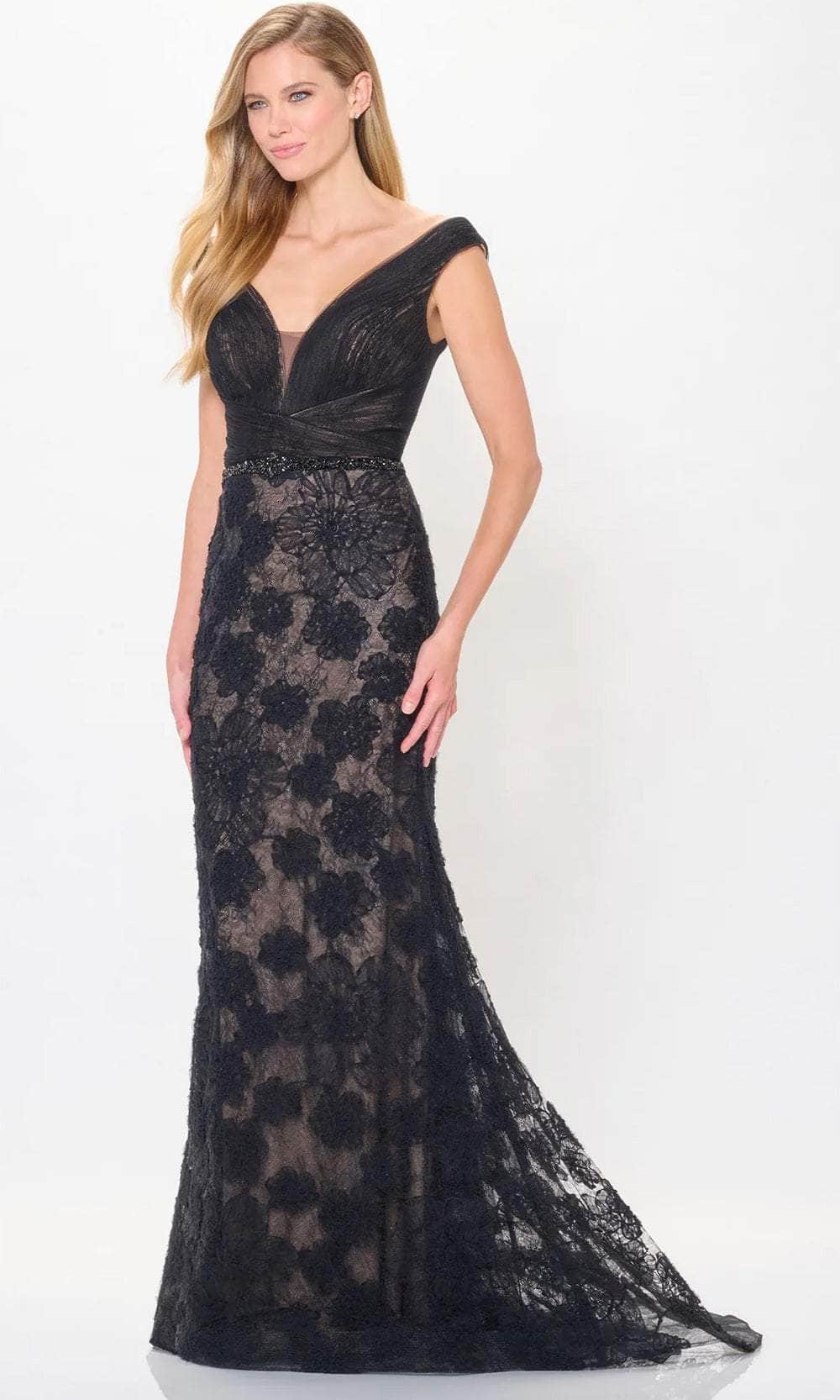 Lace Overlaid Evening Dress