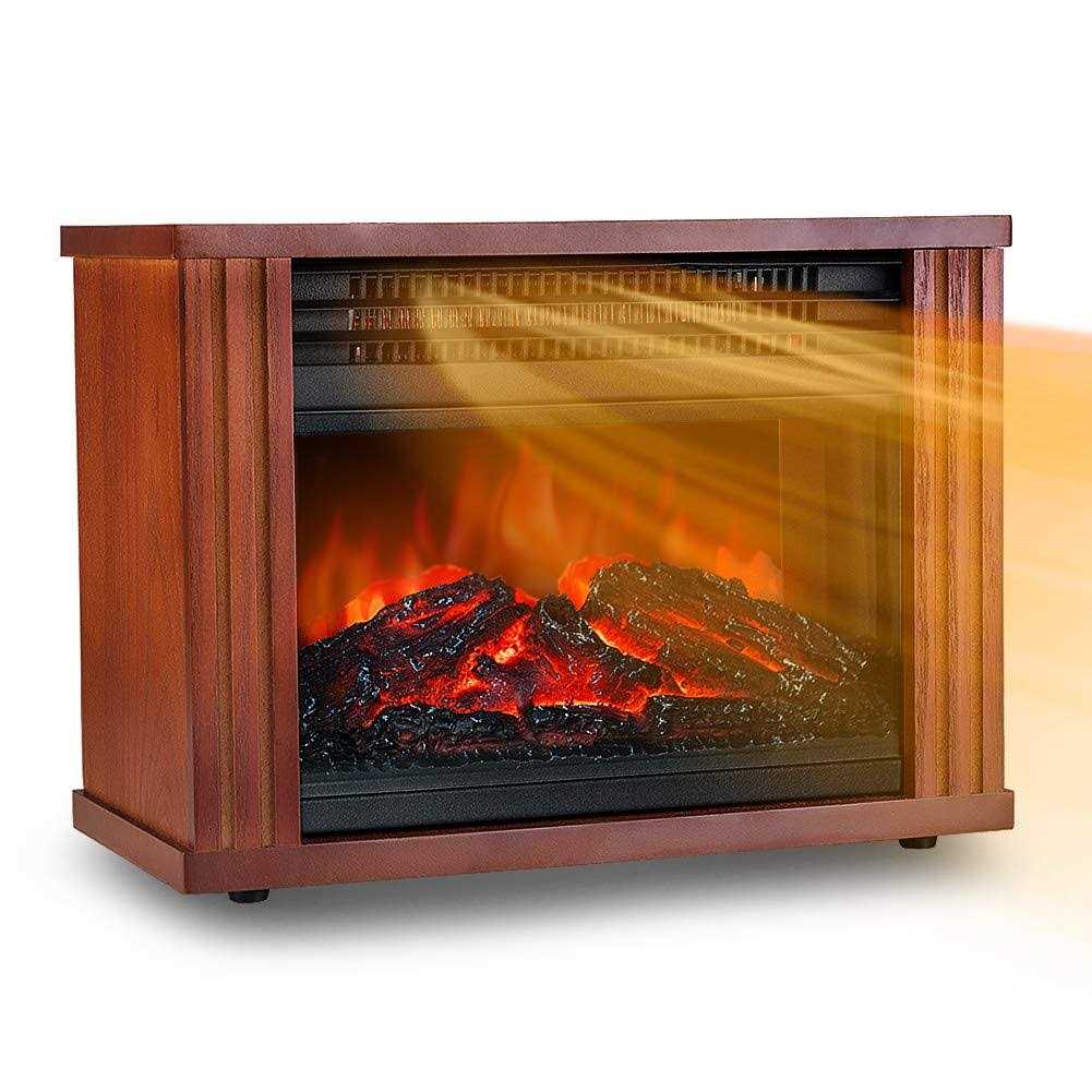 Lifeplus Electric Fireplace Heater Portable Wood Fireplace Stove with 3d Realistic Dancing Flame Effect