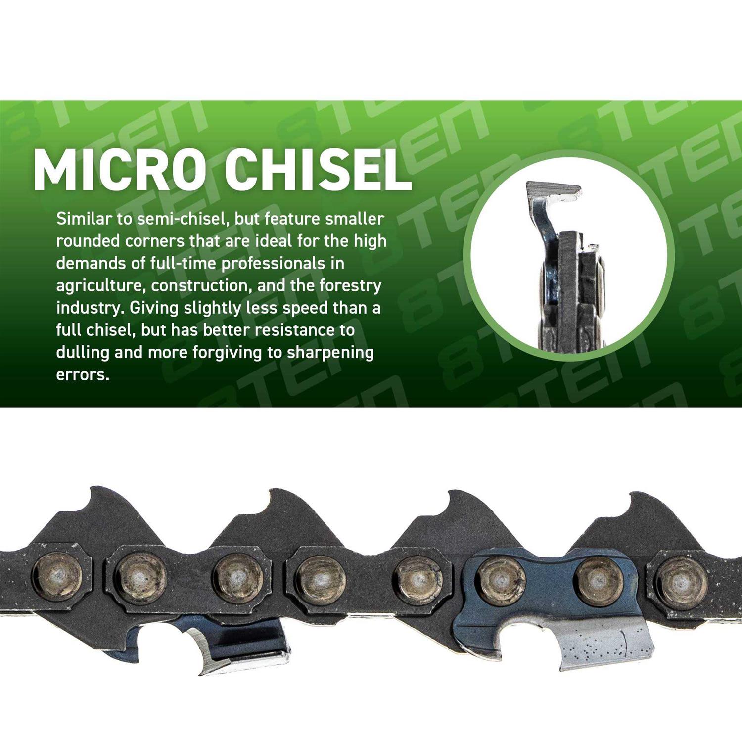 8TEN Micro Chisel Chainsaw Chain 12 Inch .043 1/4 64DL for Stihl 36700050064 HT 70 75 100 101 102 130