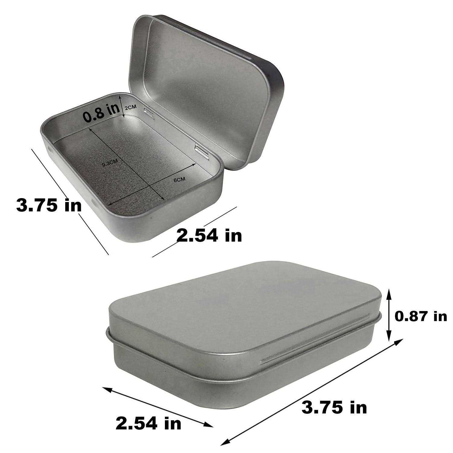 2 Pcs Metal Hinged Tin Box Container Mini Portable Small Storage Container Kit With Lid For Home Storage 3.7×2.3×0.8 Inch