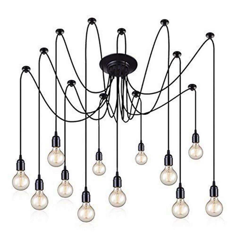 Bella Depot Modern Industrial Edison Lighting Adjustable Spider Light Cluster Chandelier