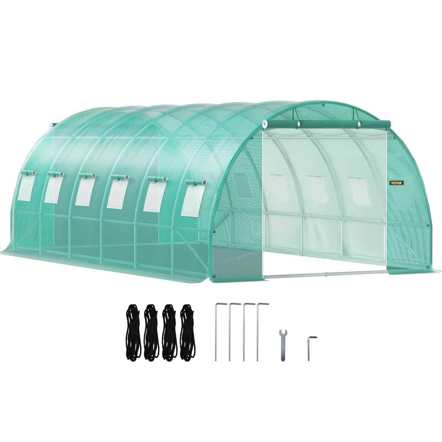 VEVOR 7 ft Walk-in Tunnel Greenhouse Portable Plant Hot House w/ Galvanized Steel Hoops