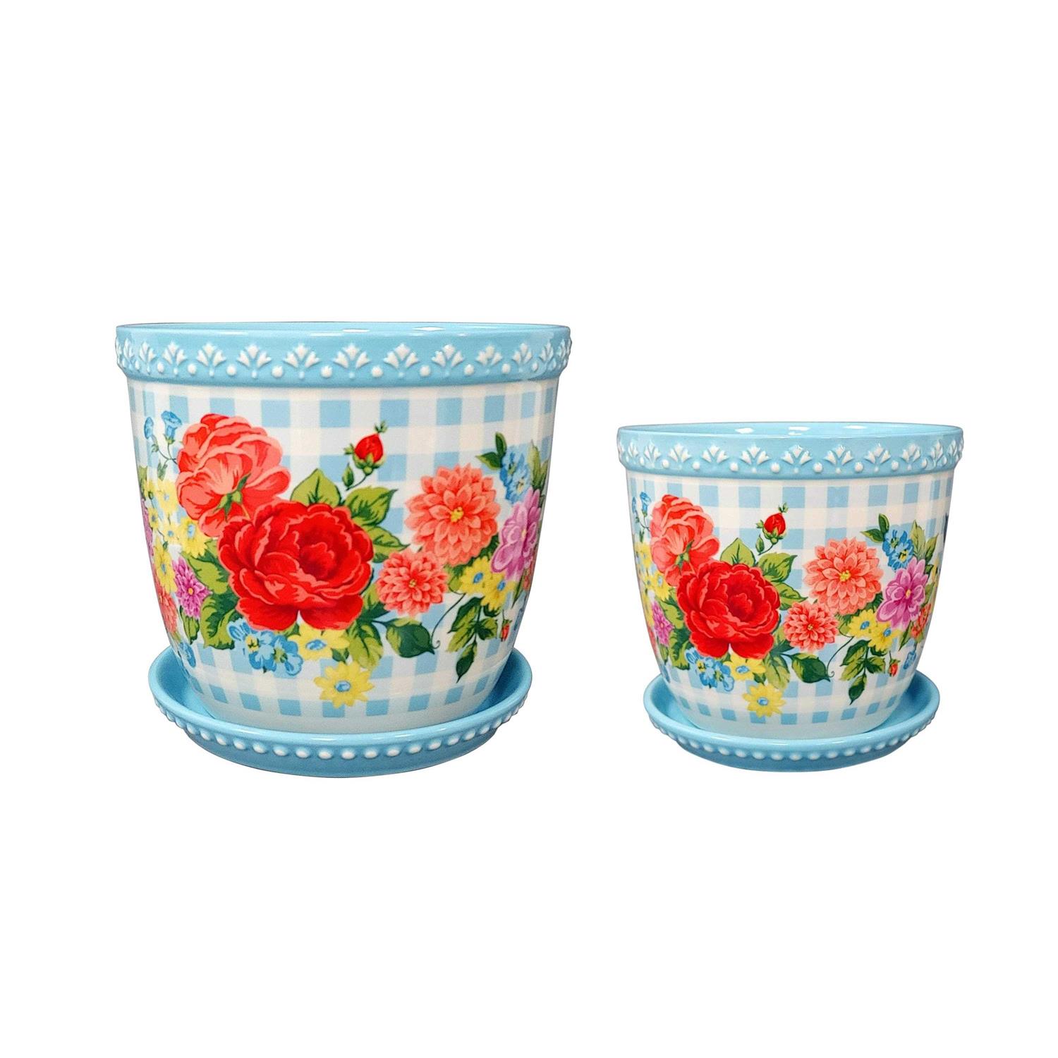 The Pioneer Woman Sweet Rose Gingham Planter
