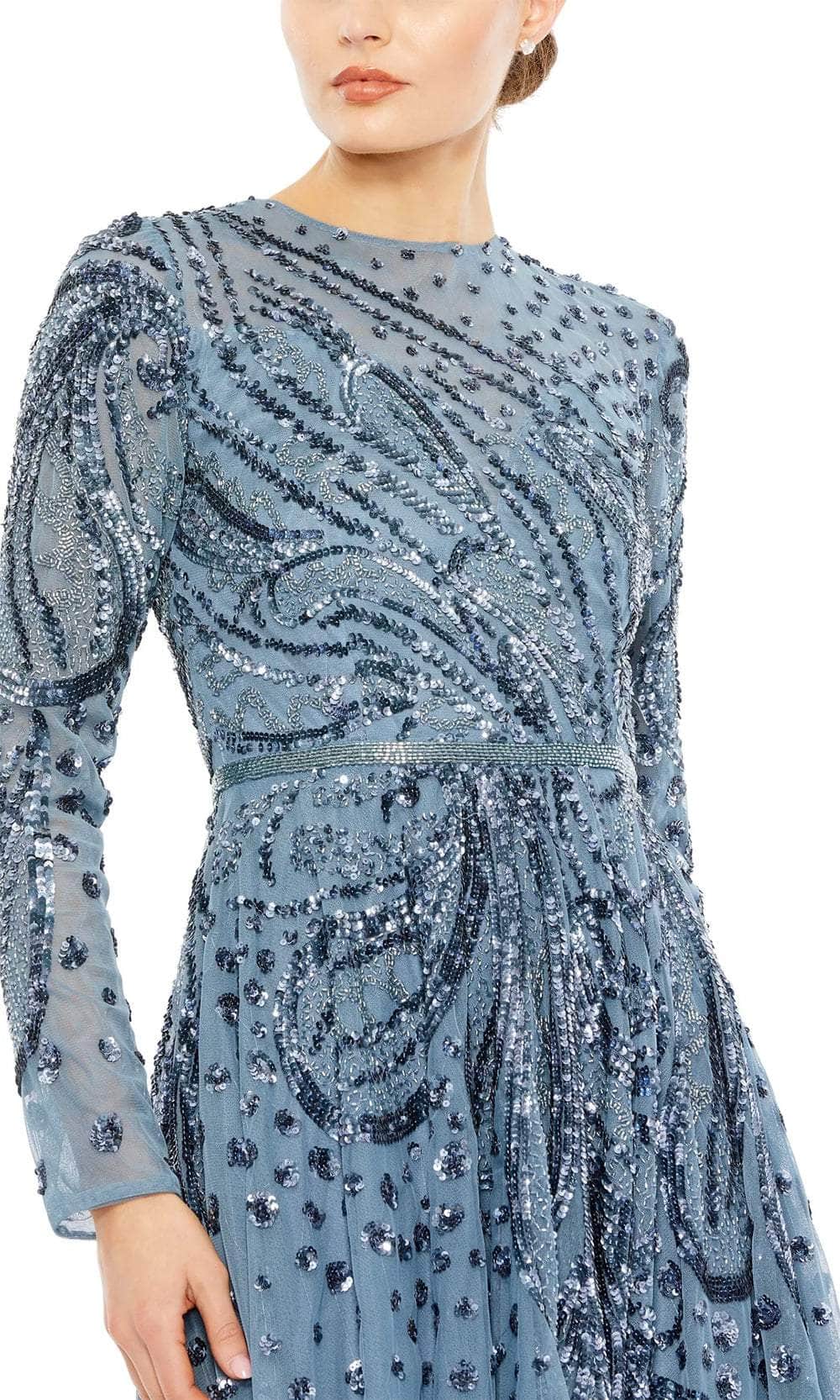 Long Sleeve Embellished Cocktail Dress