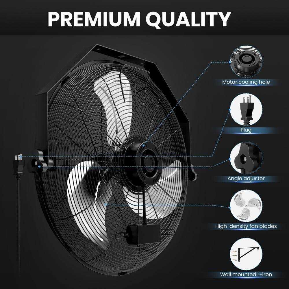 20 Inch High Velocity Wall Mount Fan with Rack and L-Iron