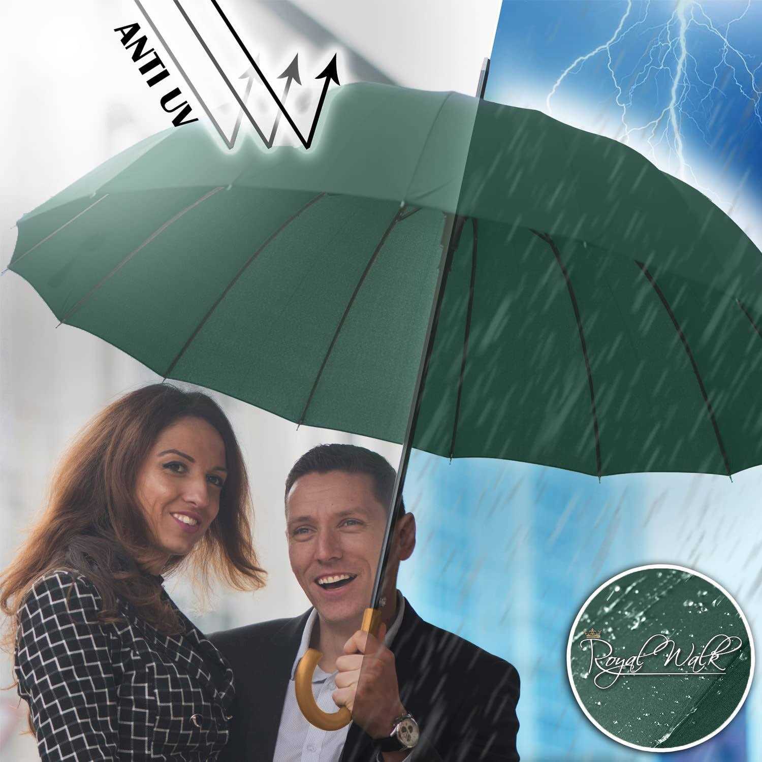 Royal Walk Windproof Large Umbrella for Rain 54 Inch Automatic Open for 2 Persons Wind Resistant Big Golf Umbrellas for Adult Men Women Classic