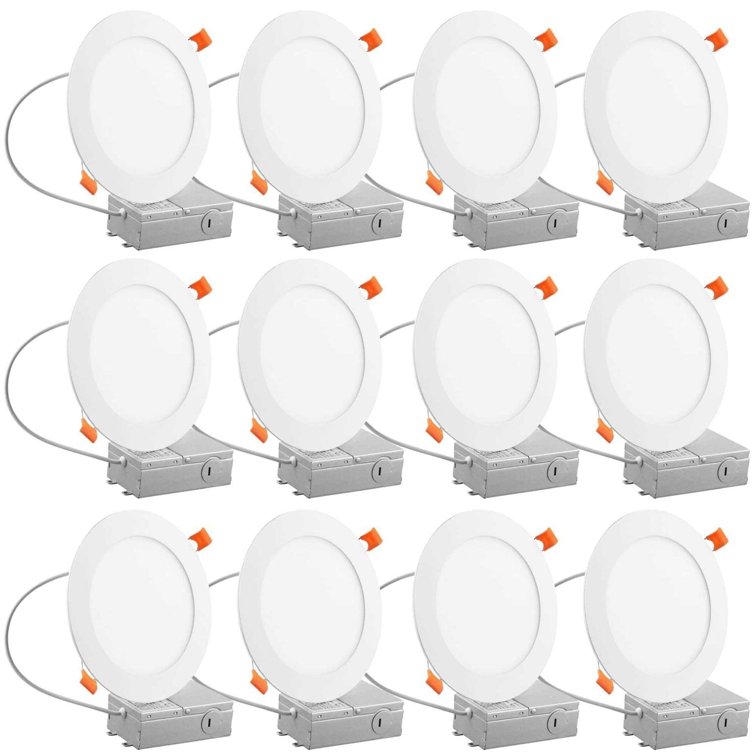 TDLOL 12 Pack Recessed Lighting 6 Inch with Junction Box 12W 120W Eqv Recessed Lighting
