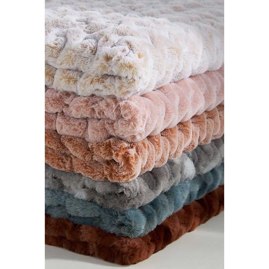 Anthropologie Luxe Faux Fur Throw Blanket