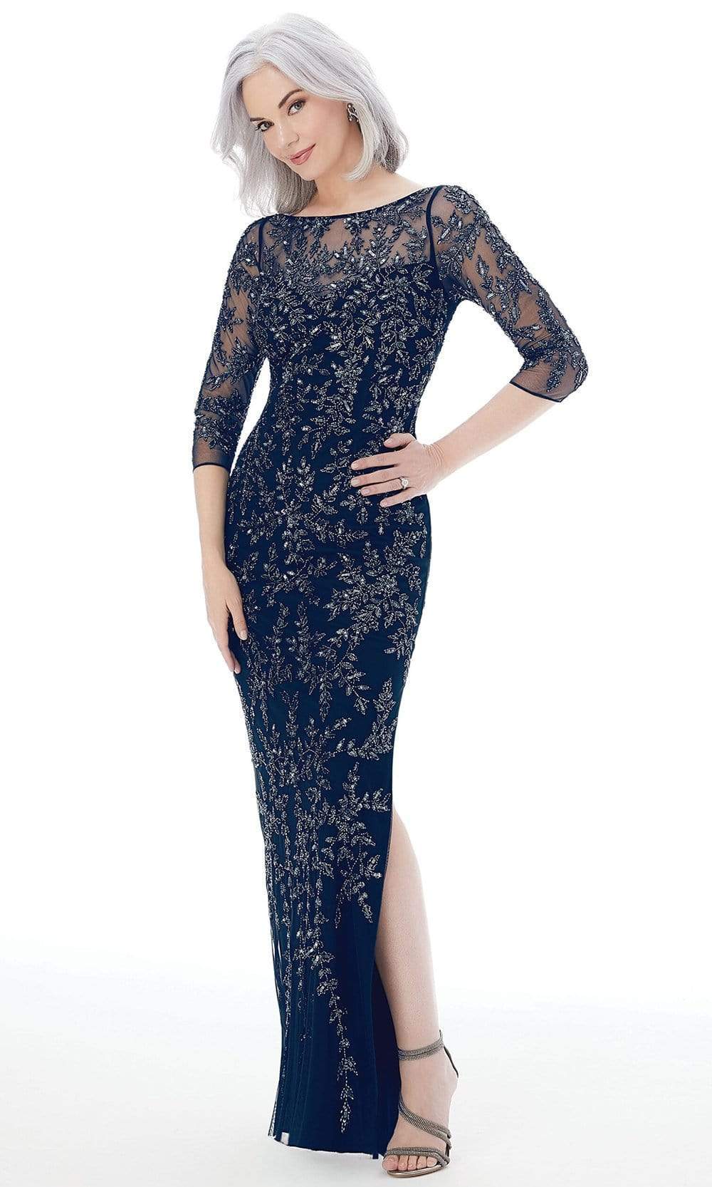 72232 Fully Beaded Net Sheath Evening Gown