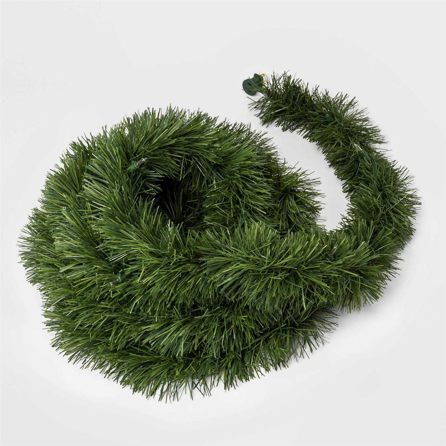 Wondershop 18′ Pre-Lit Artificial Pine Christmas Garland Green with Clear Lights