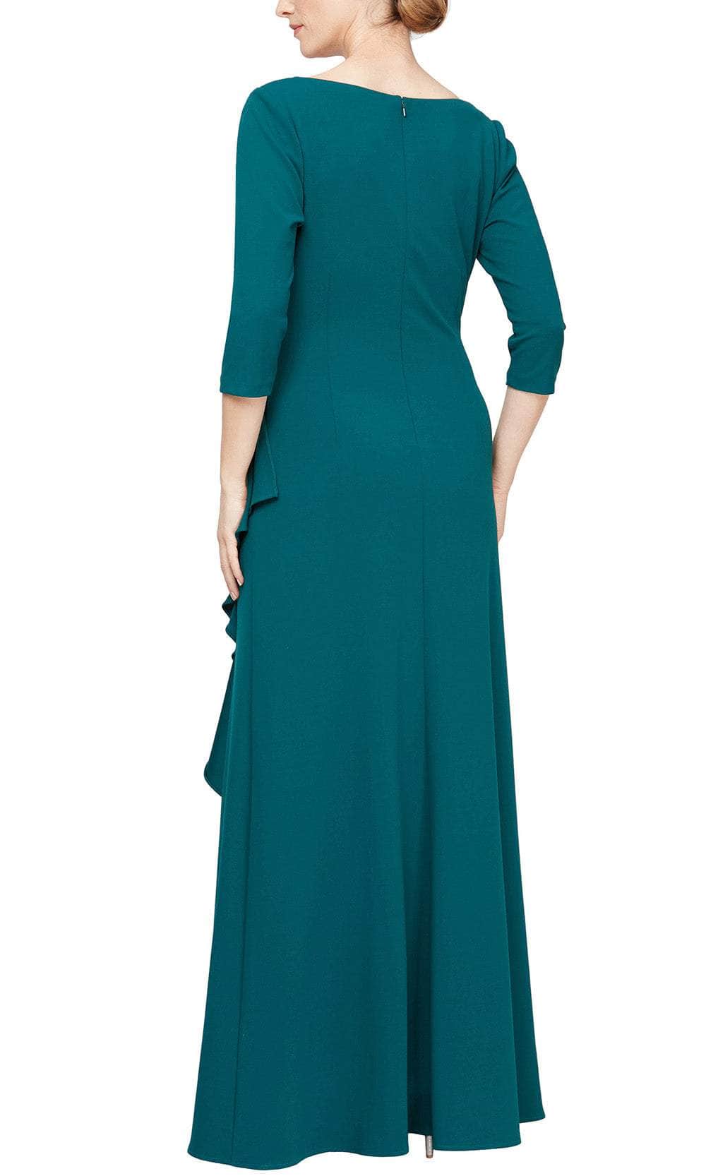 Ruffle Cascade V-Neck Formal Gown