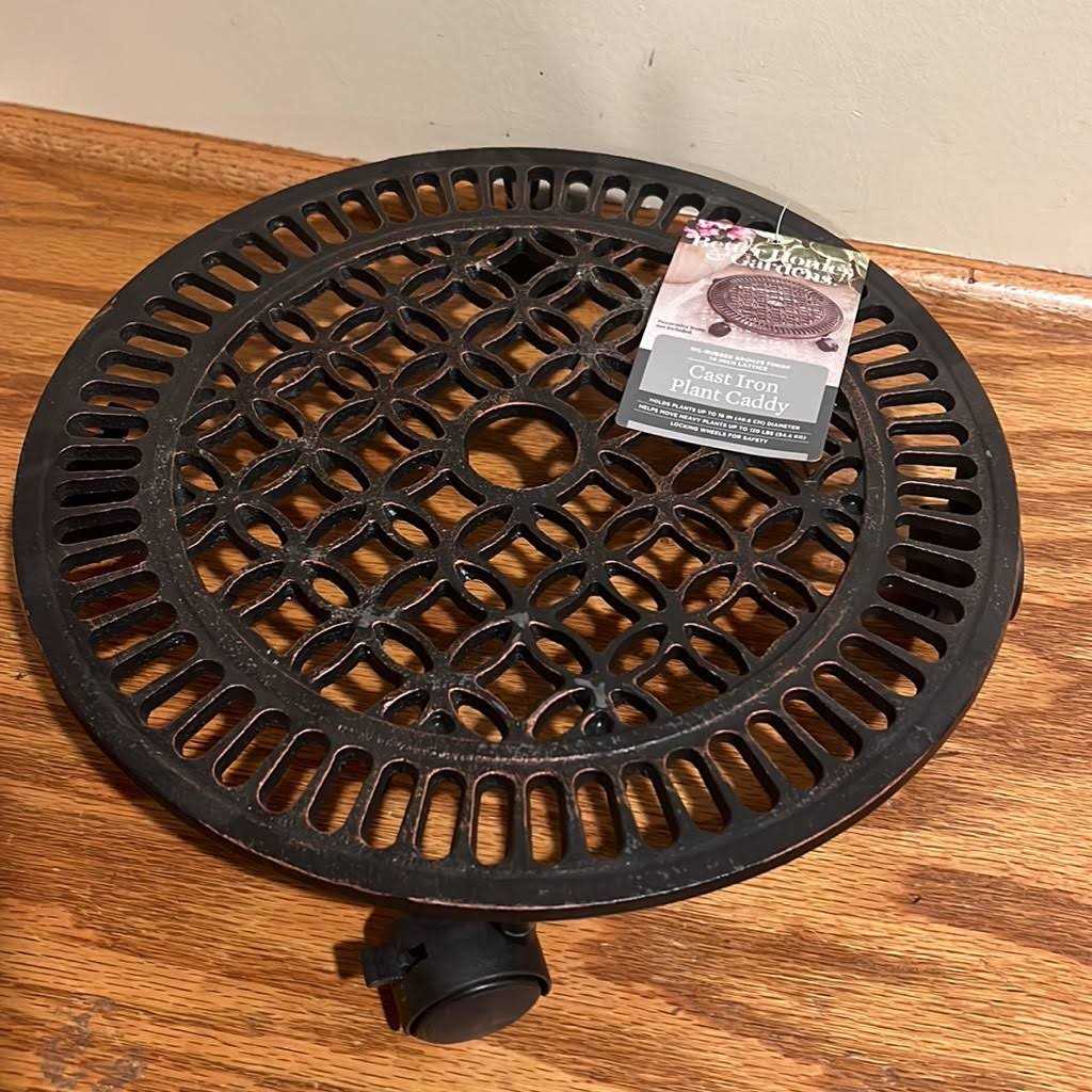 Better Homes & Gardens 14in Brown Cast Iron Plant Caddy