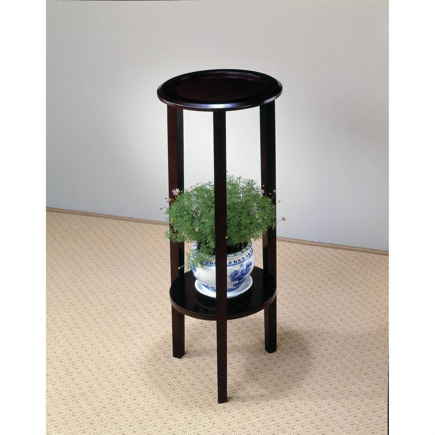 Coaster Espresso Round Accent Table with Bottom Shelf