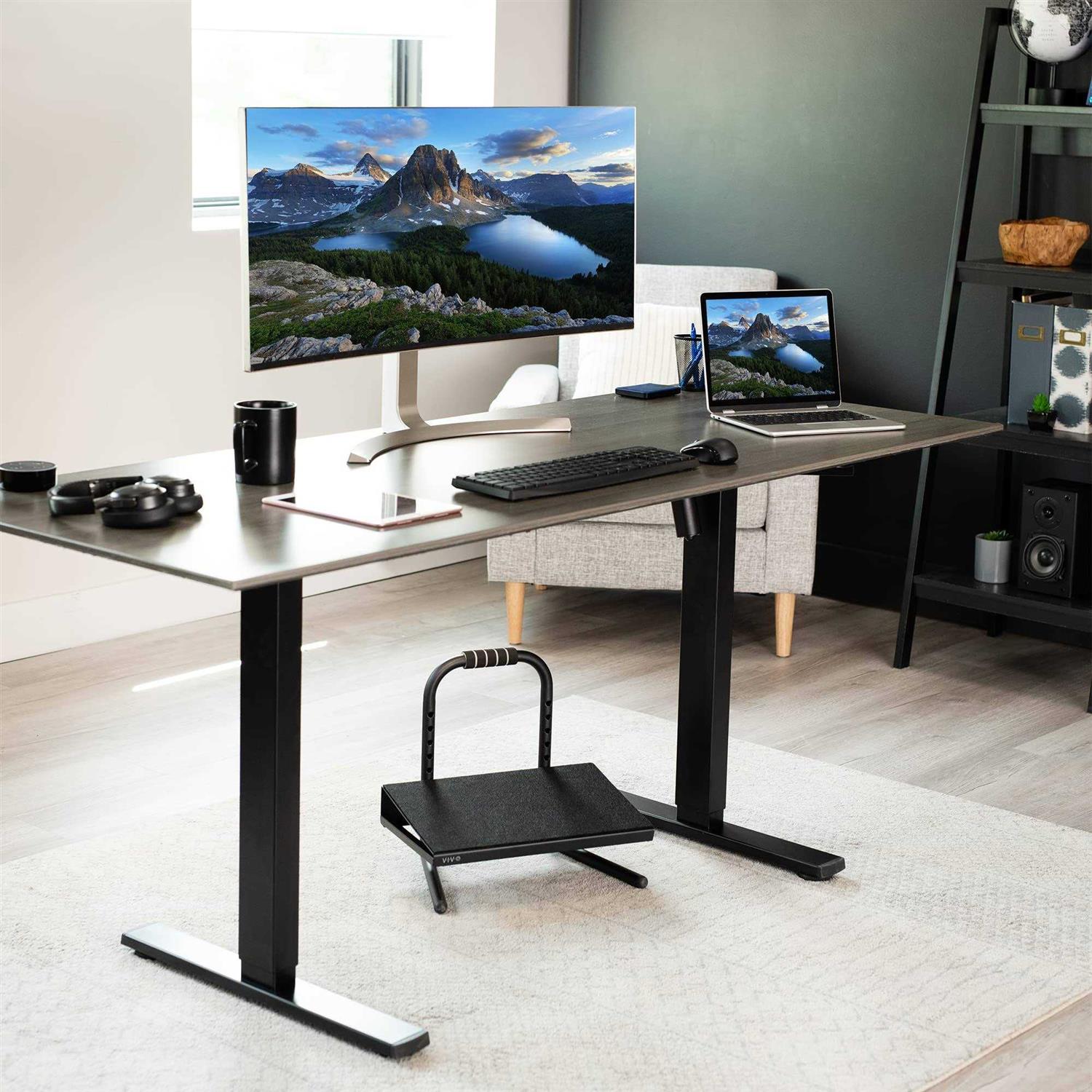 VIVO Black Ergonomic Height Adjustable Standing Foot Rest Relief Platform