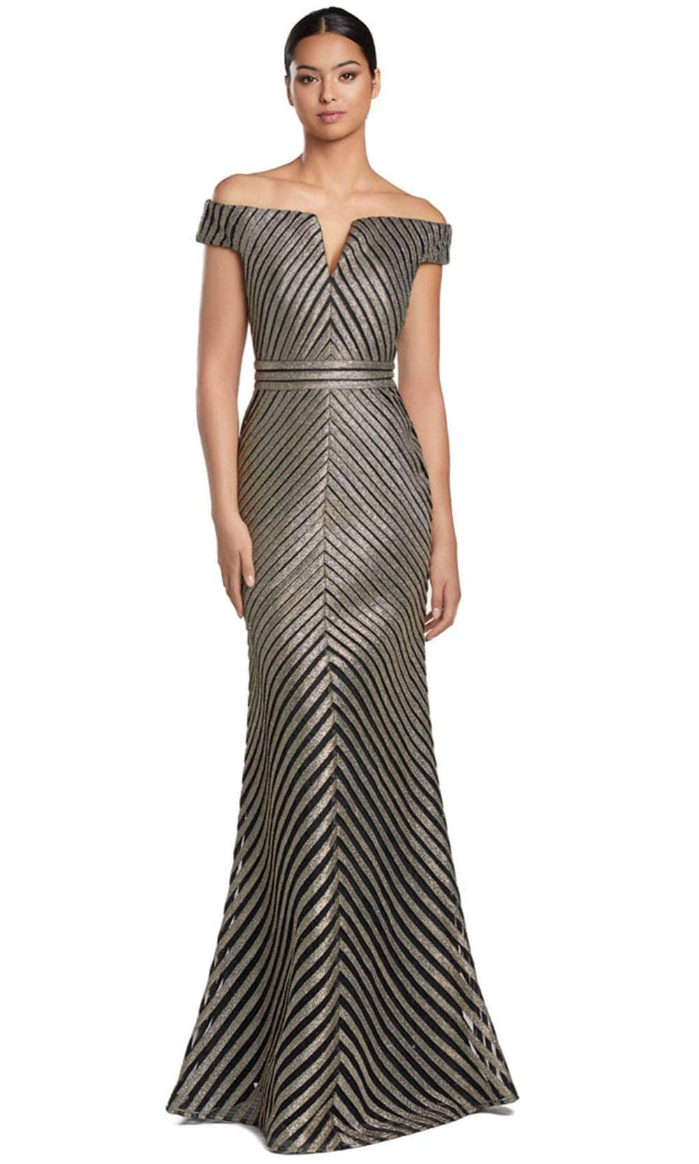 Off-Shoulder V-Neck Long Gown