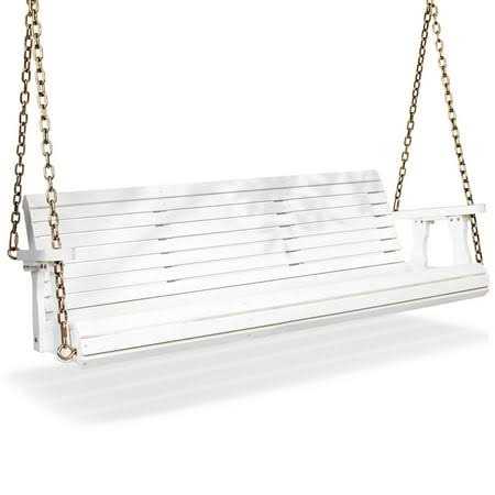 VINGLI Wood Patio Porch Swing with Adjustable Chains