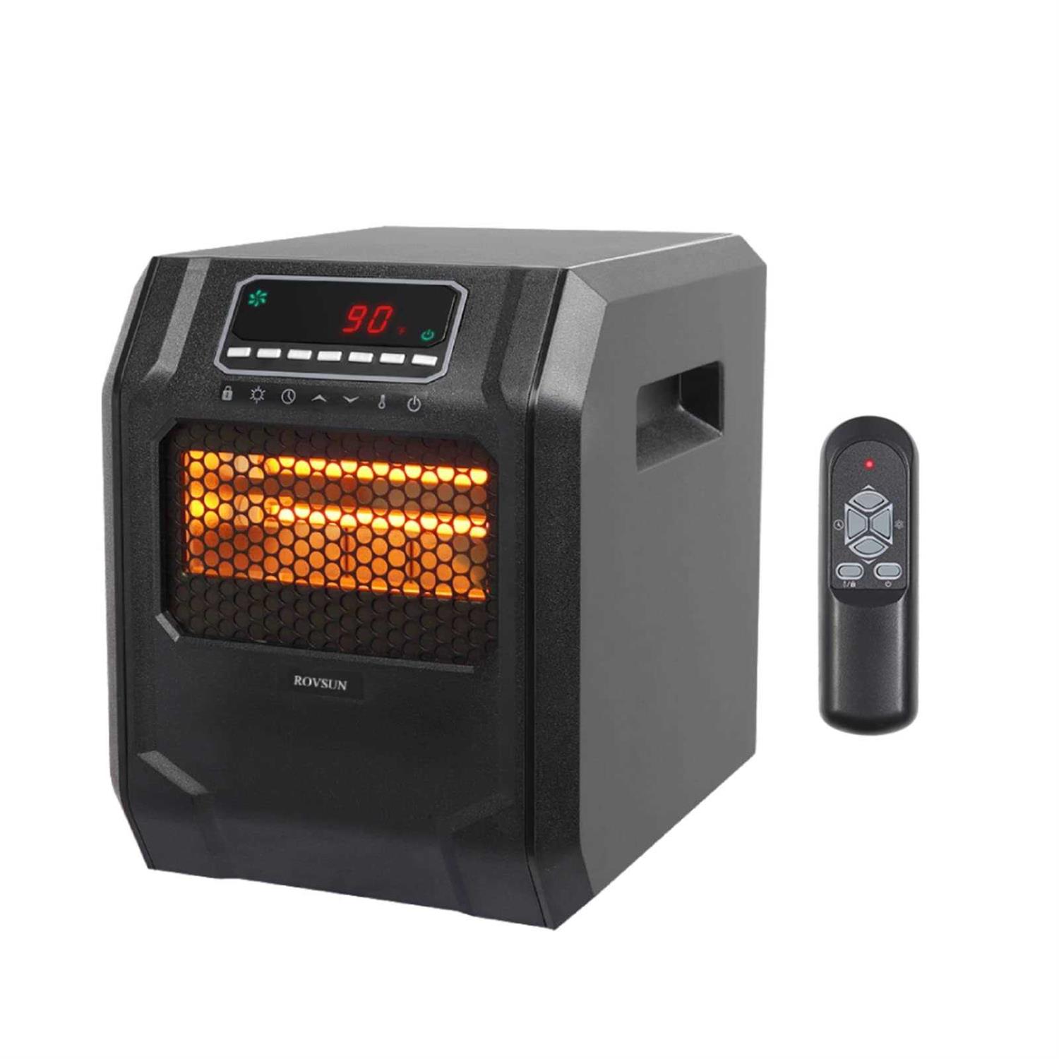 ZOKOP Electric Infrared Quartz Heater w/Remote Control 4-Element Space Heater w/Temperature Control