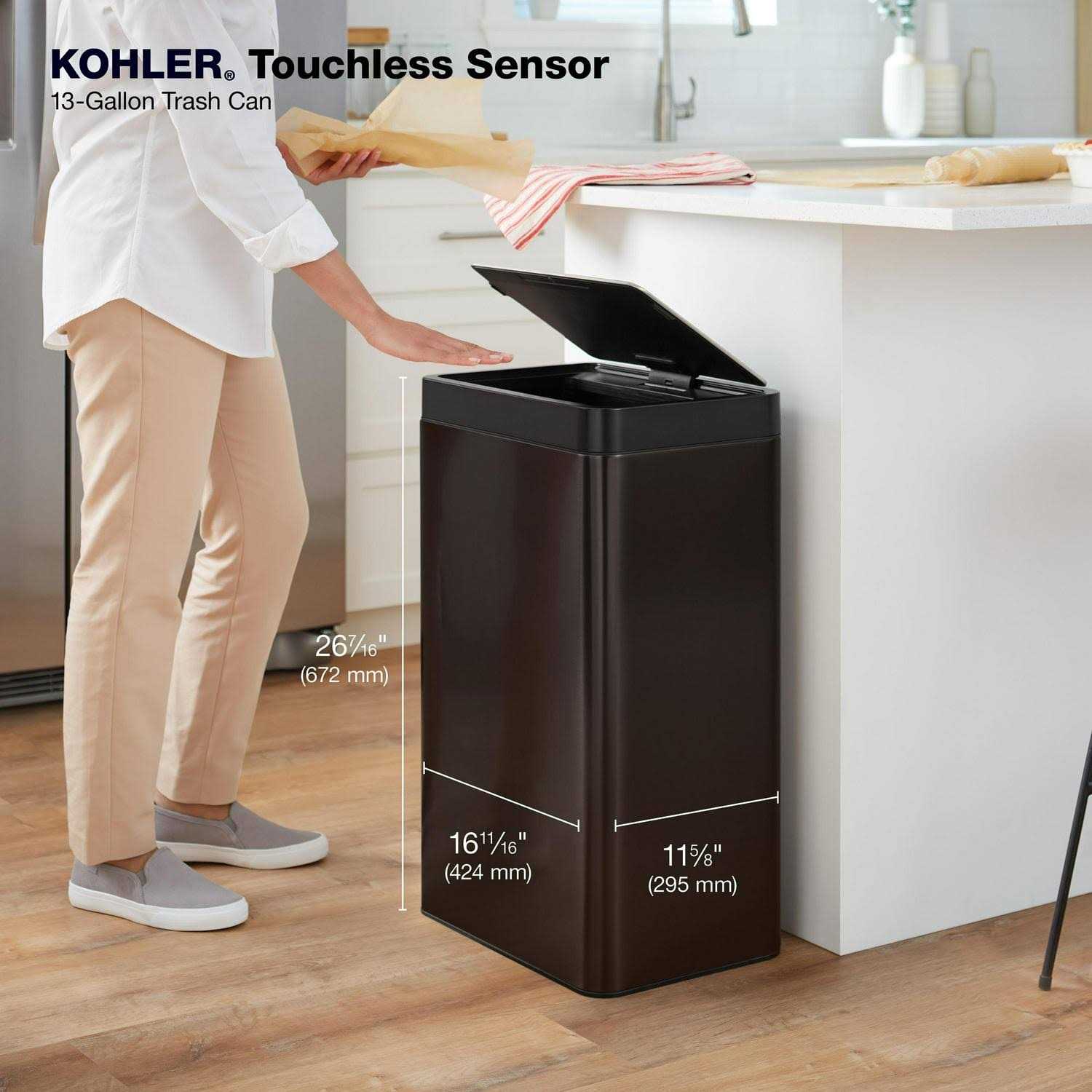 13-gallon touchless Stainless steel trash can KOHLER 23825