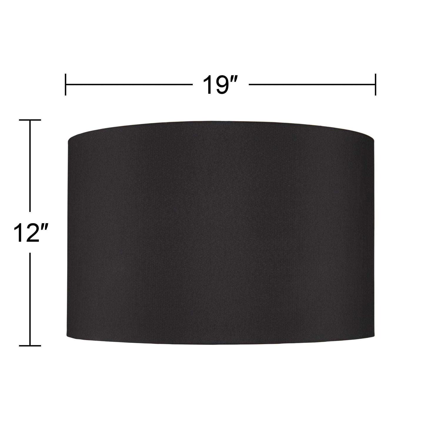 Springcrest Set of 2 Hardback Drum Lamp Shades Black Top x Bottom x High Spider with Replacement Harp and Finial Fitting