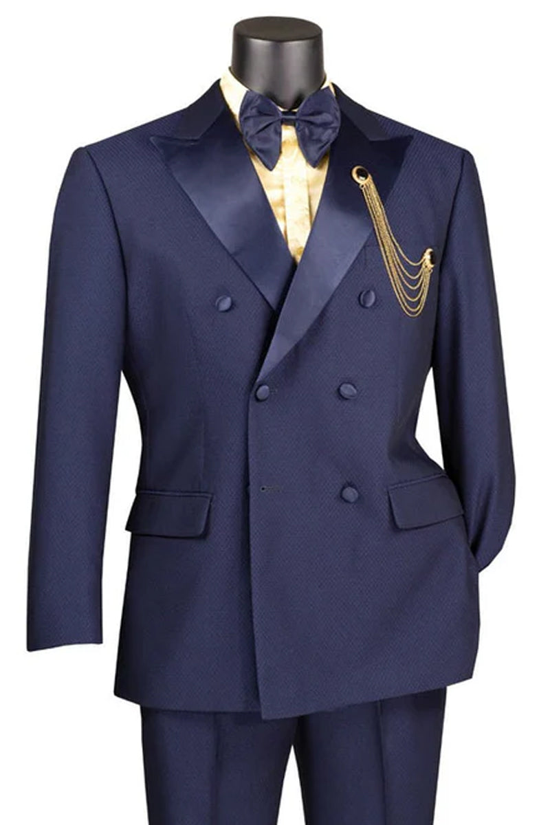 Men’s Classic Modern Fit Double Breasted Tuxedo in Navy Blue