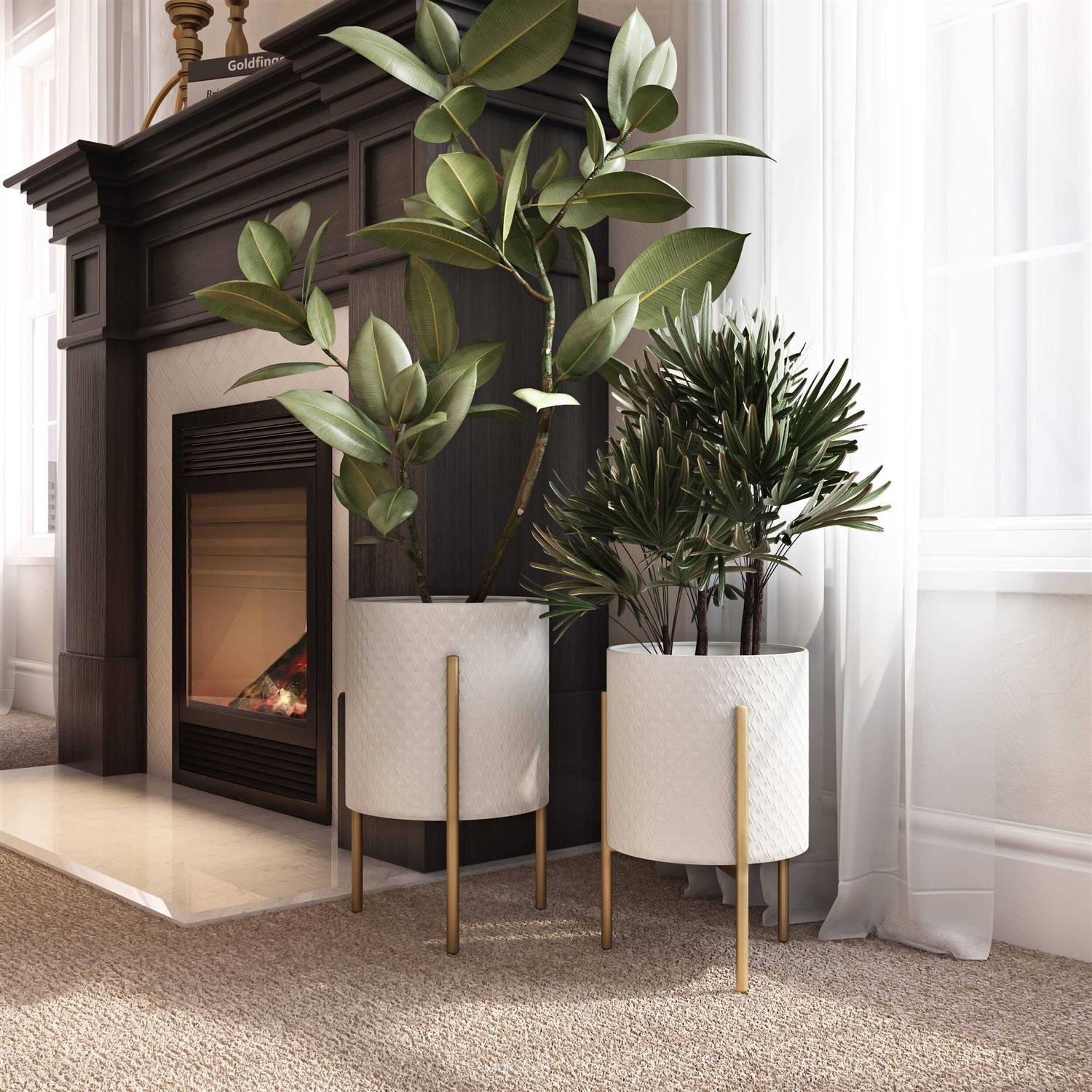 Aspire Gianna Modern White Planters 7944