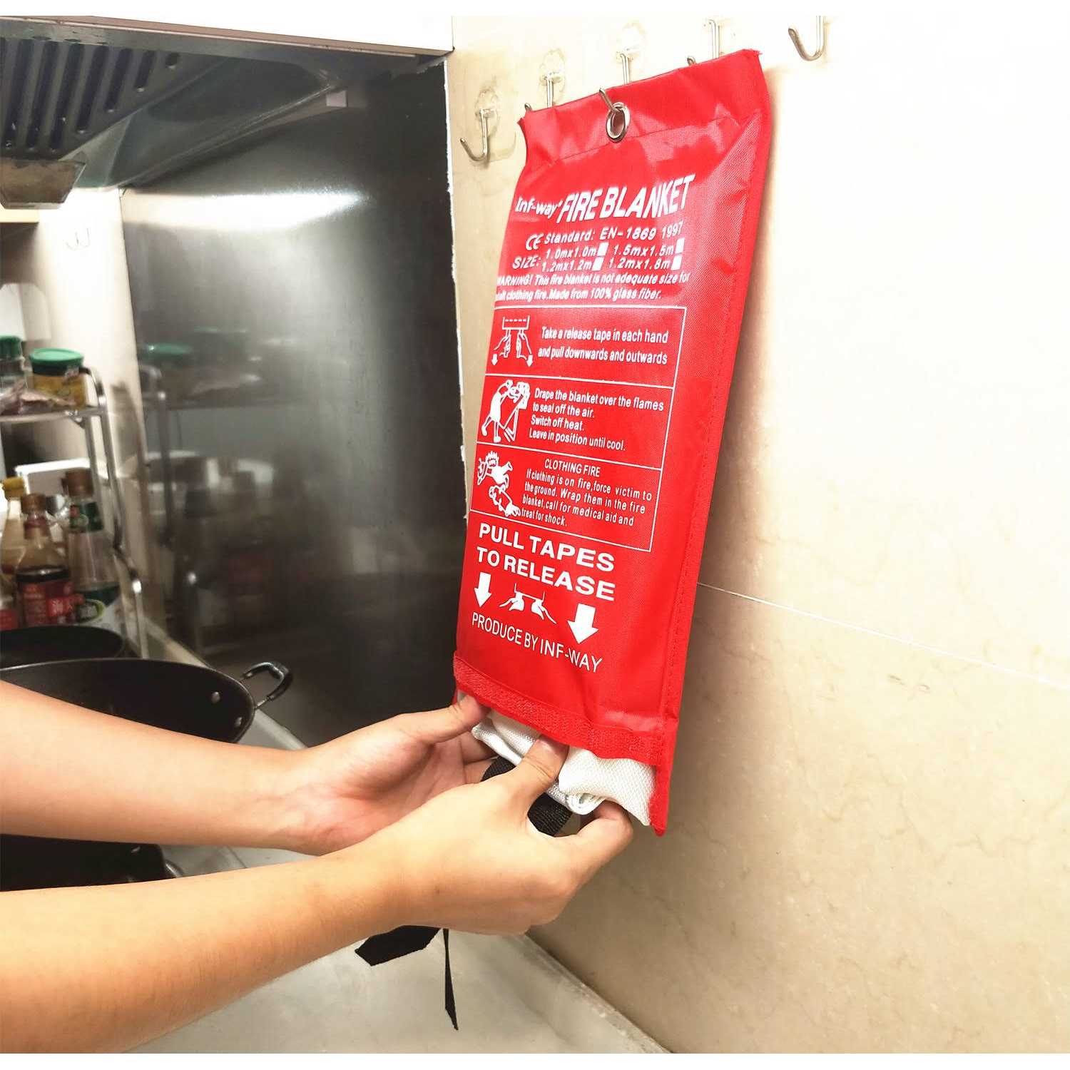Inf-way Fire Blanket for Home, Fiberglass Fire Suppression Blanket for Kitchen, Flame Retardant Protection and Heat Insulation Emergency Fireproof