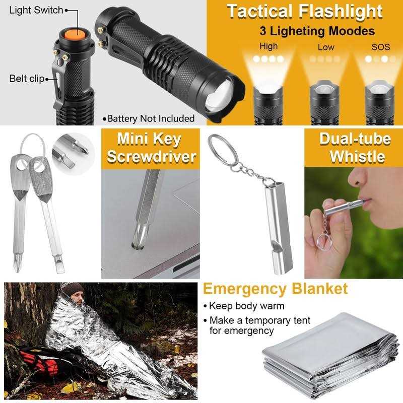 XKASE Survival Kits, Gift for Men Dad Husband, Emergency Survival Gear and Equipment 19 in 1