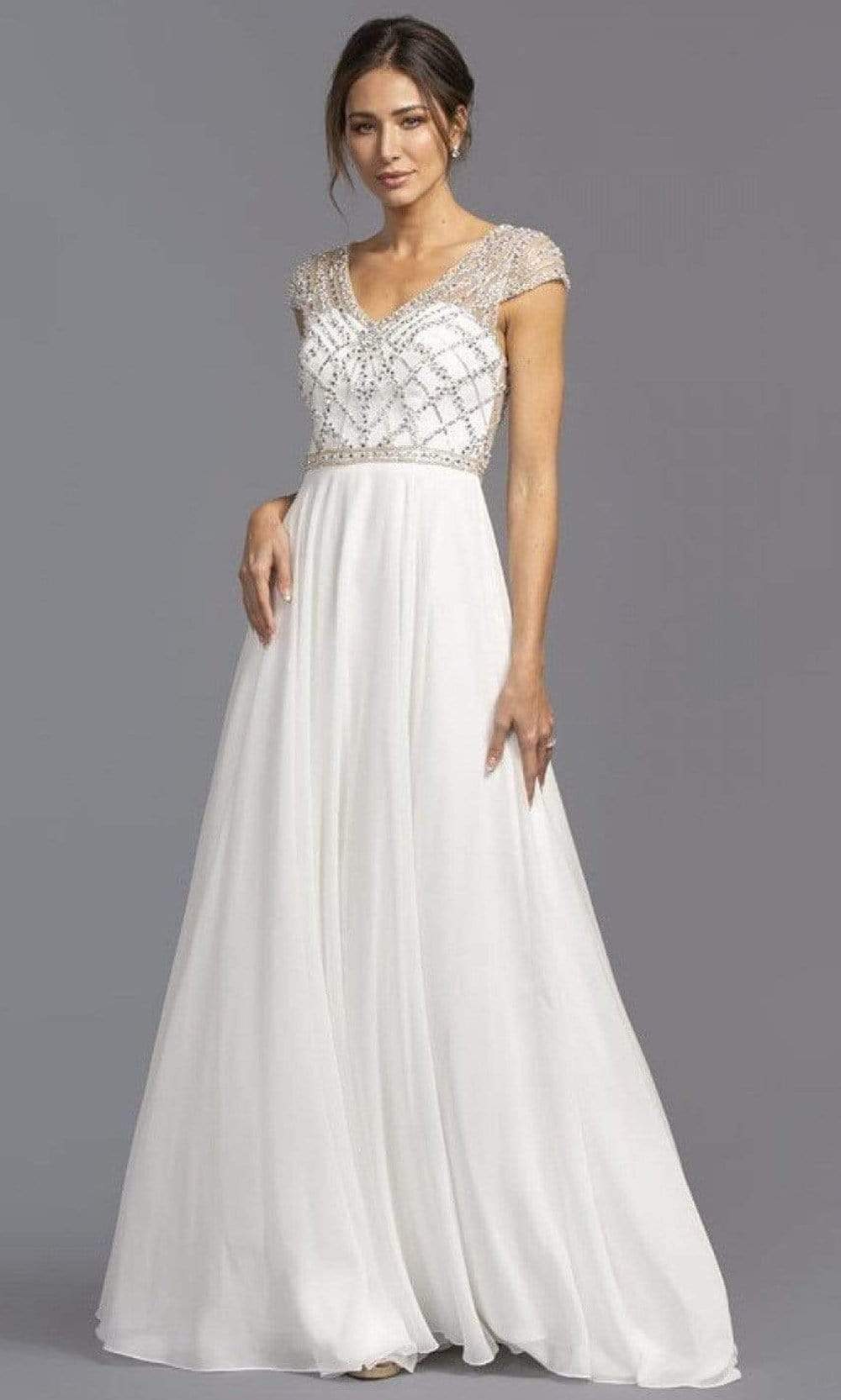 L2236 V-Neck A-Line Evening Dress