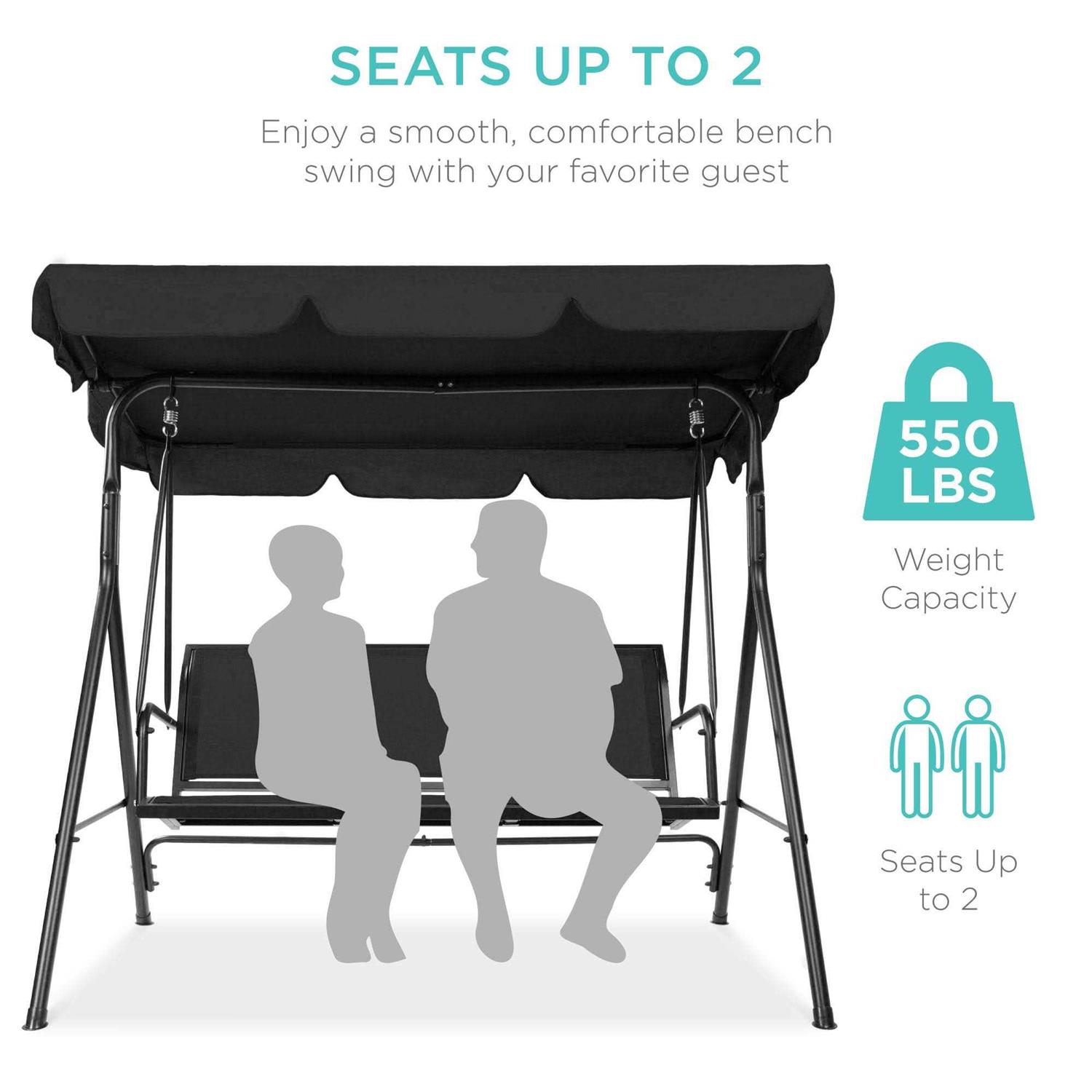 Best Choice Products 2-Seater Outdoor Adjustable Canopy Swing Glider Patio Bench w/ Textilene