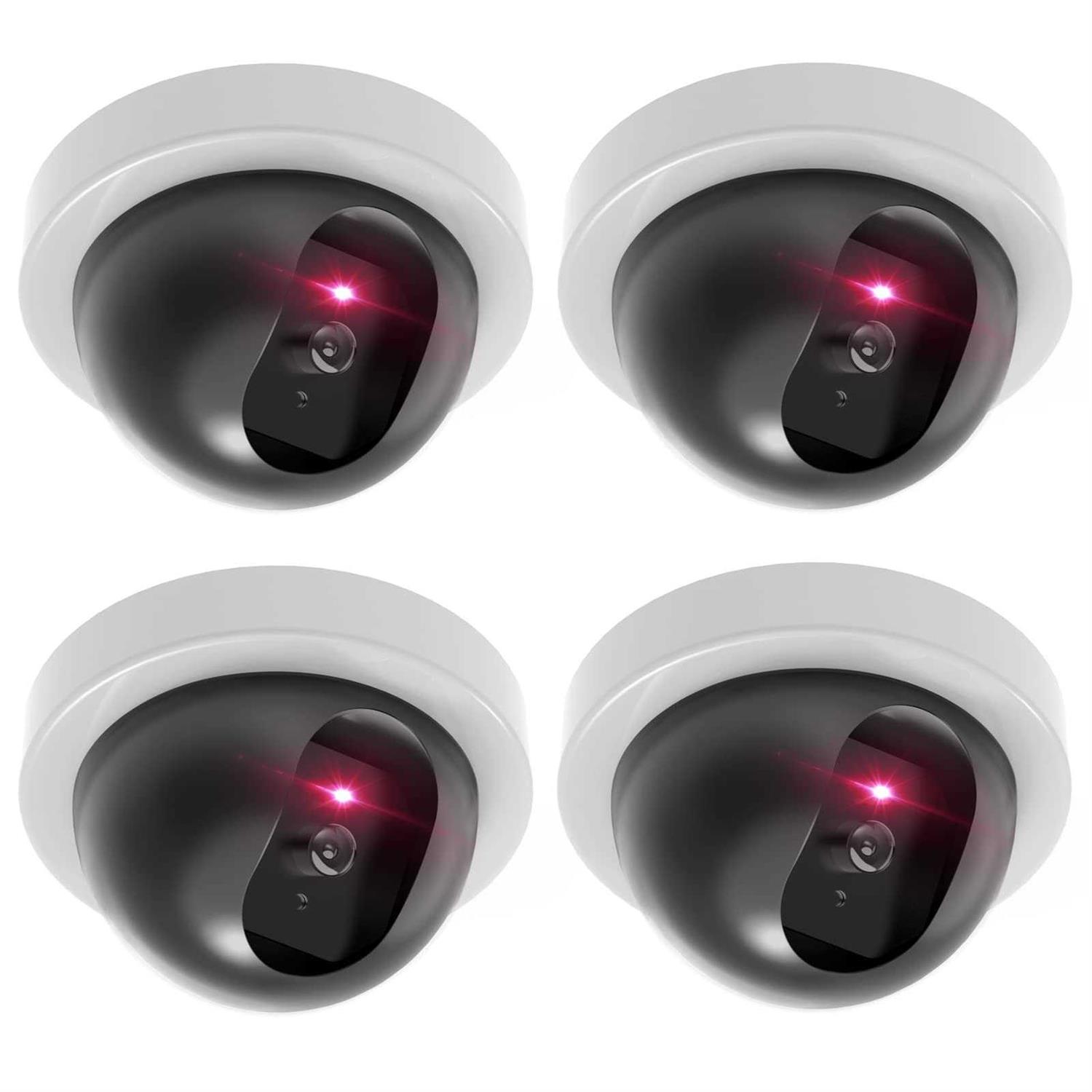 Wali Dummy Fake Security Cctv Dome Camera with Flashing Red LED Light with Security Alert Sticker Decals