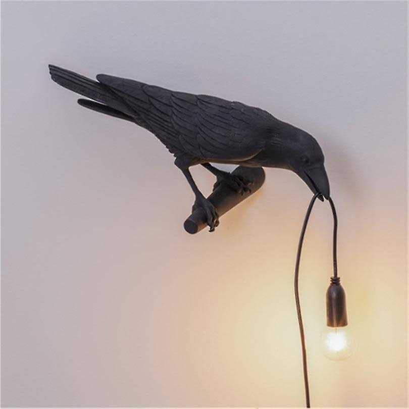 (Black A) Designer Bird Lamp LED Wall Lamp with Plug in Cord Living Room Bedside Lights