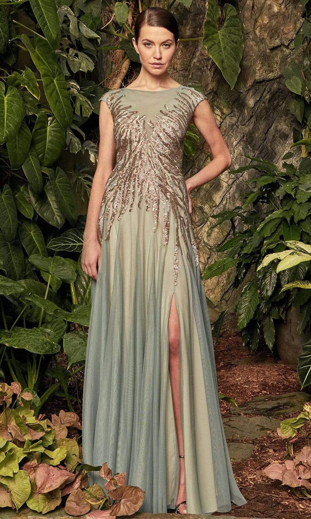 957 Beaded Bateau A-Line Dress