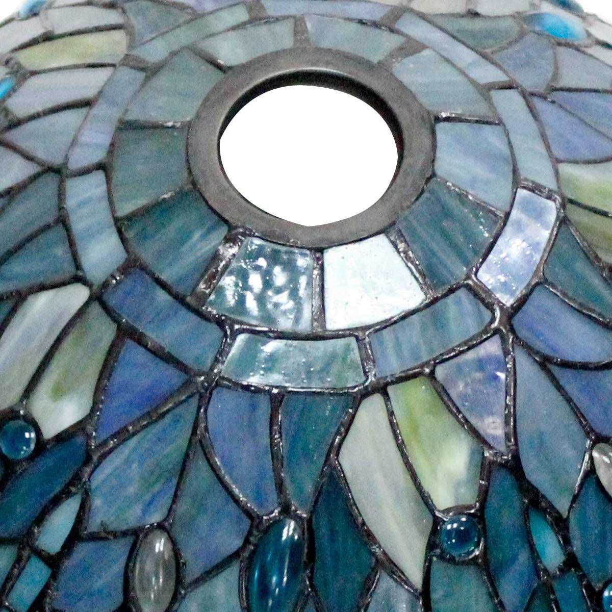 WERFACTORY Tiffany Lamp Shade Replacement 12X6 Inch Sea Blue Stained Glass Dragoy Lampshade Only 1-5/8-Inch Fitter Opening for Arched Floor Lamp